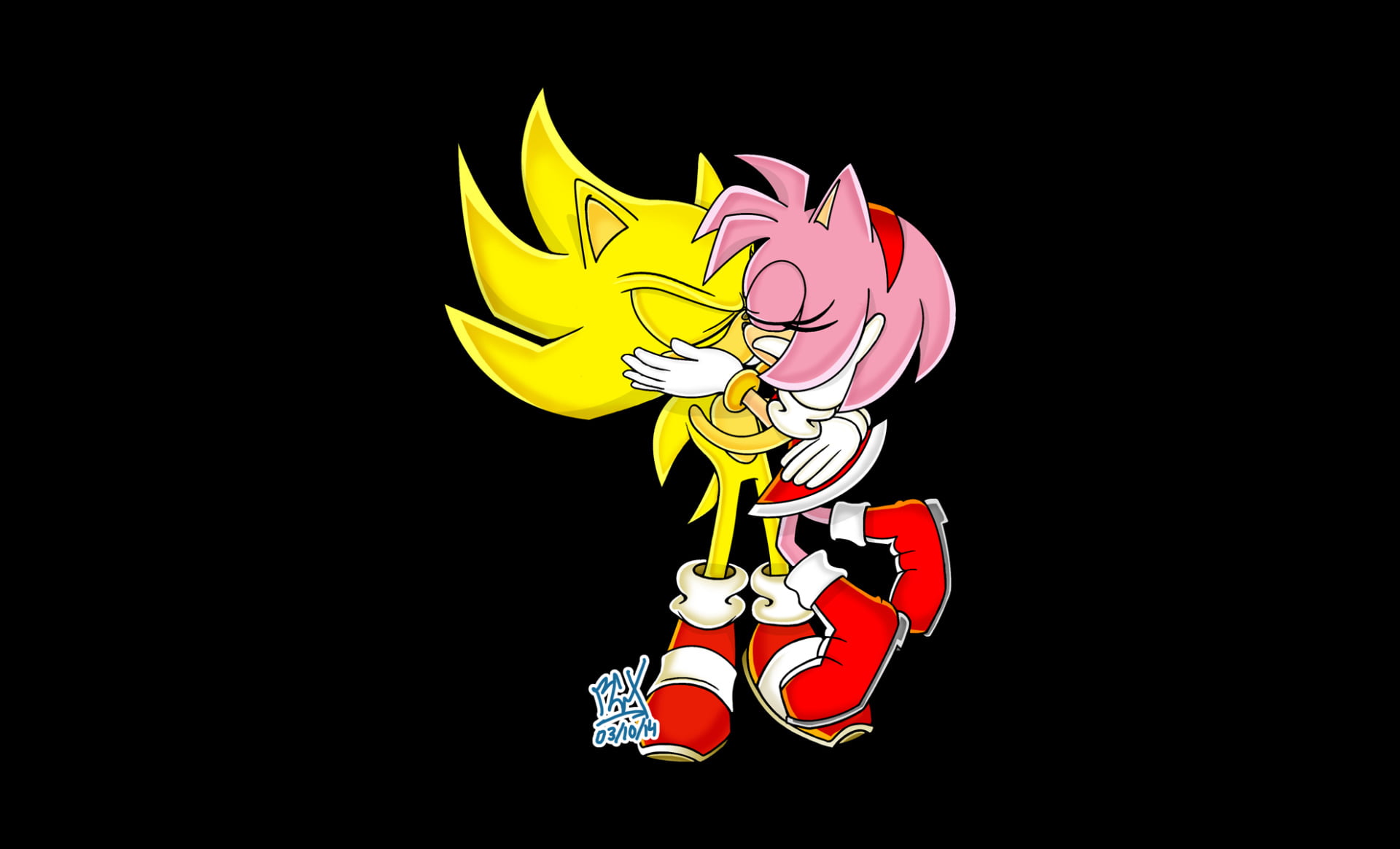Sonic, Sonic the Hedgehog, Amy Rose, Super Sonic, black background