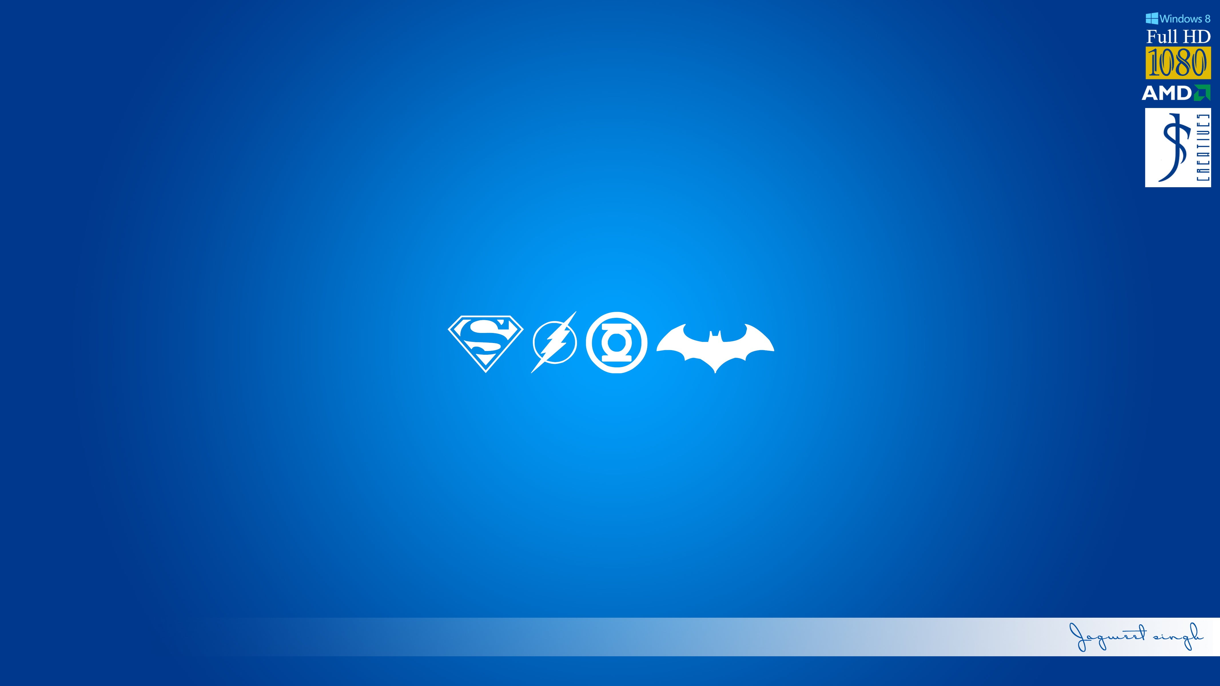 minimalism, Batman logo, Flash, Man of Steel, blue, communication