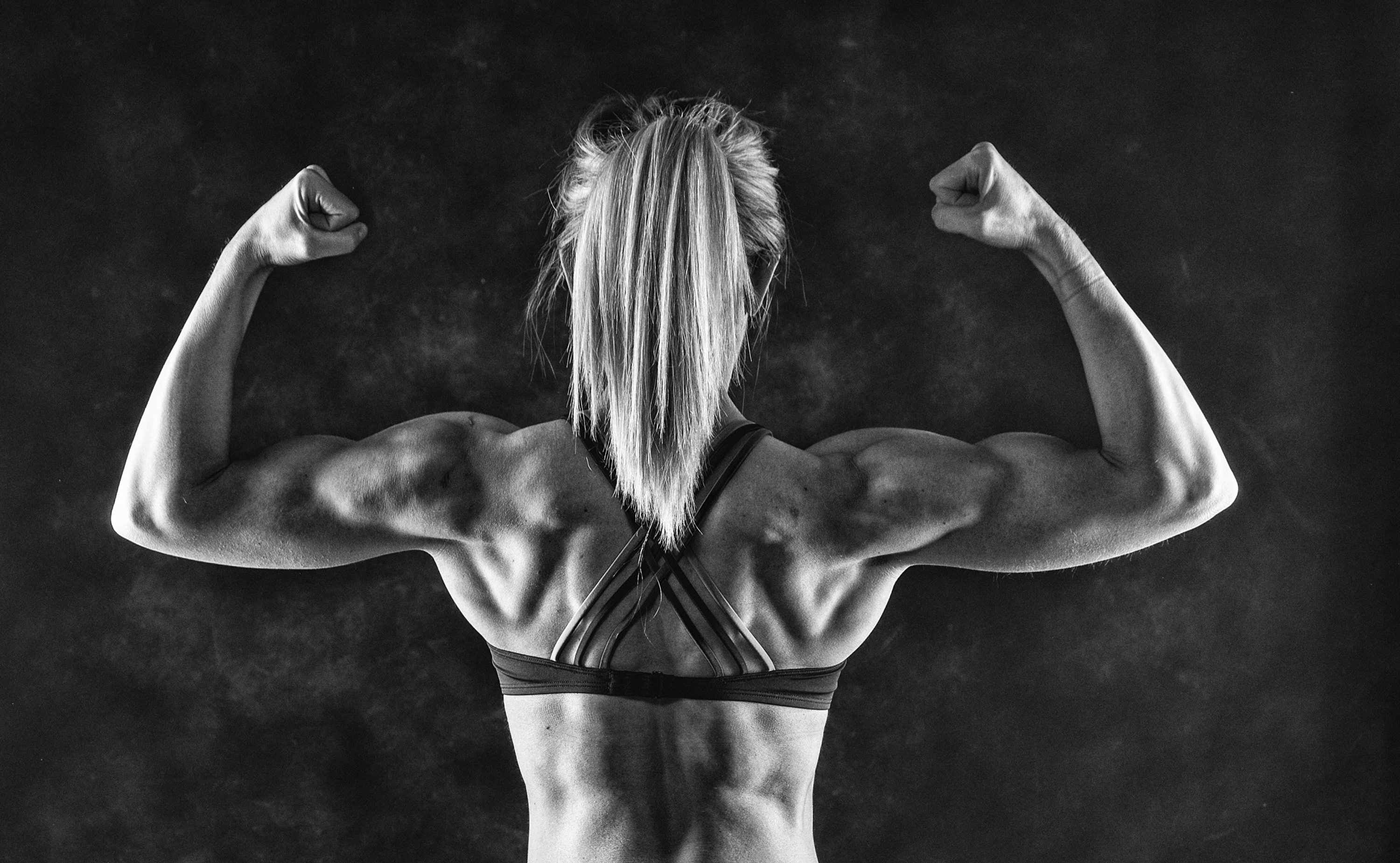 woman, muscle, back, bodybuilder