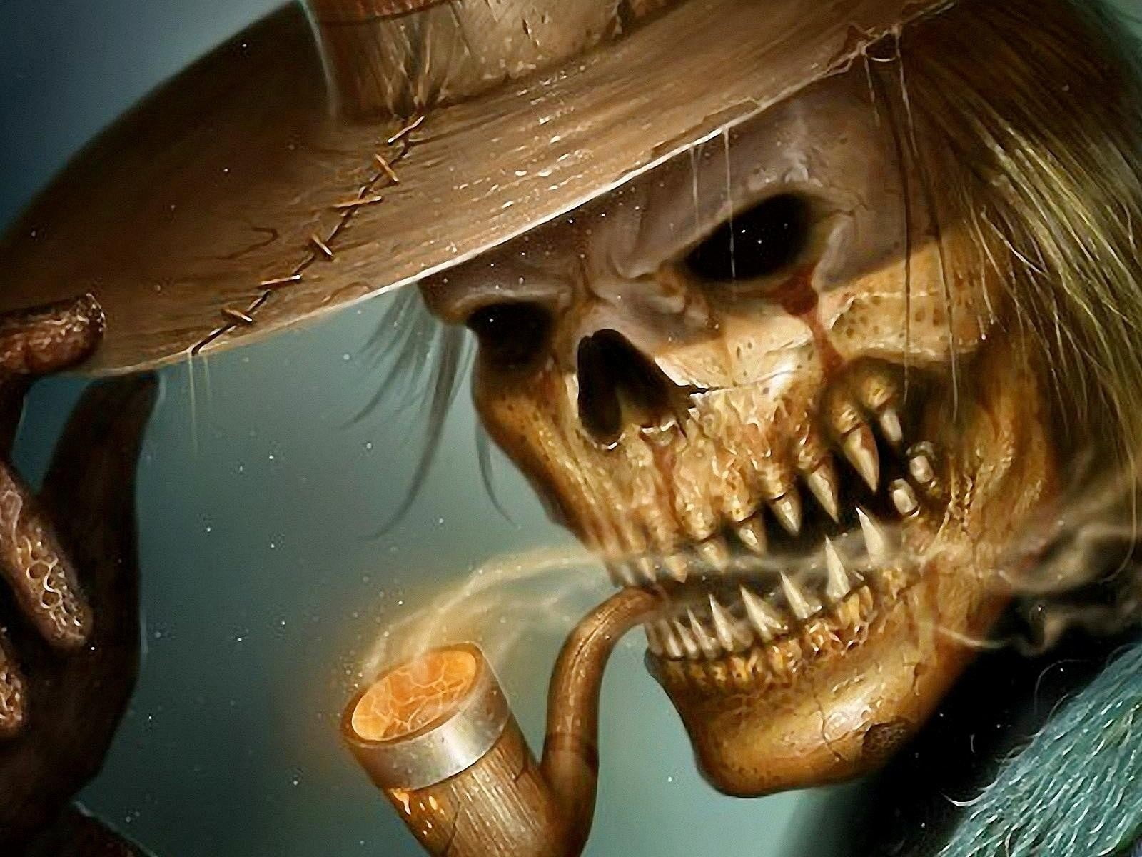 skeleton smoking wallpaper, creepy, evil, death, corpse, reaper