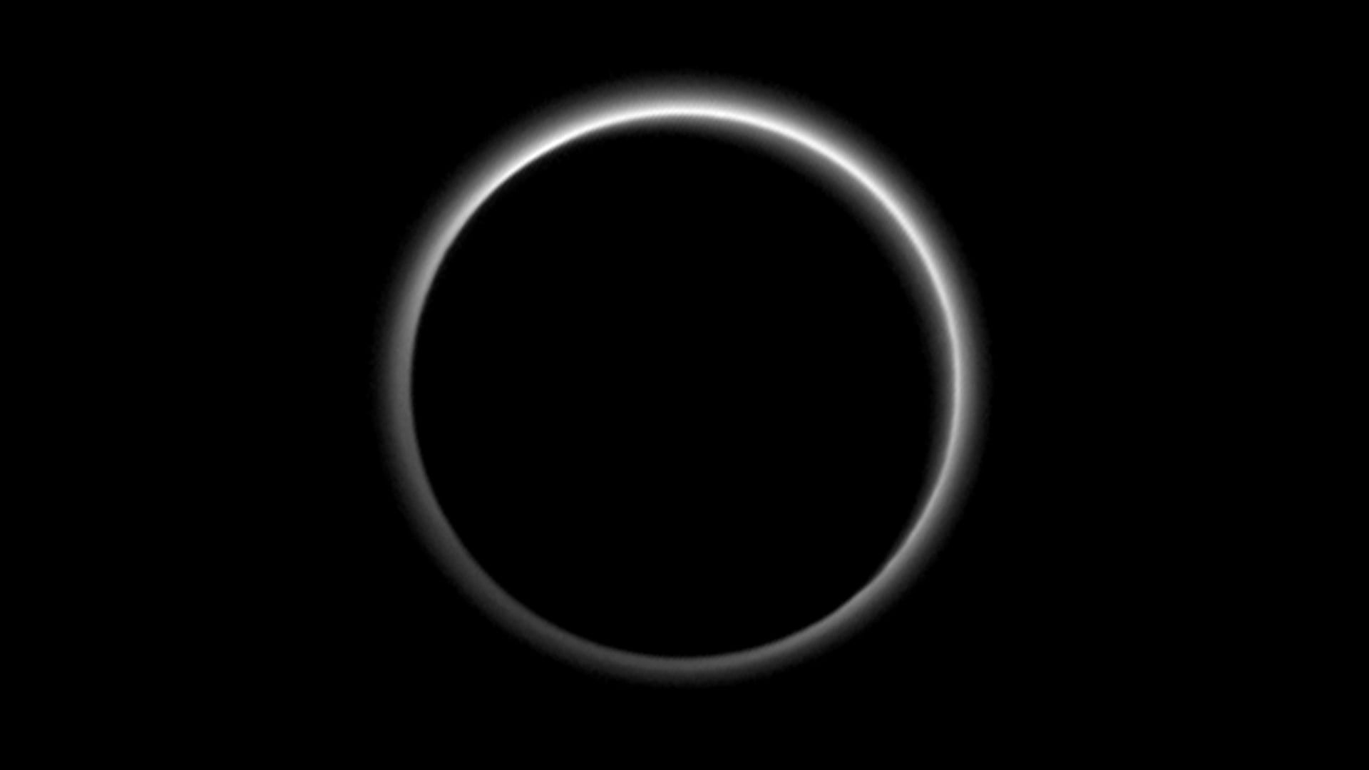 round black logo, Pluto, backlighting, Nightside, Solar System