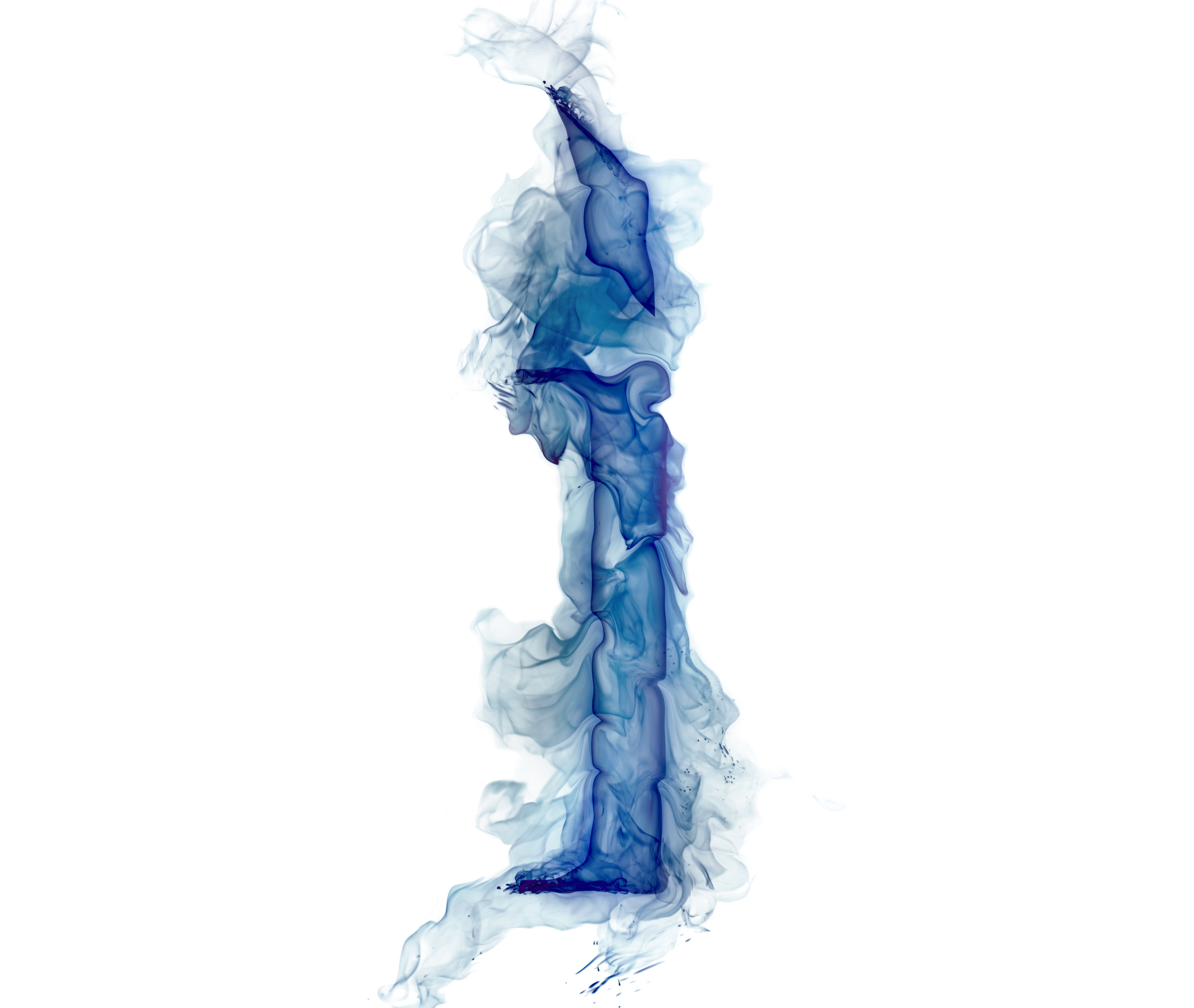 blue abstract illustration, smoke, gas, letter, Litera, white background