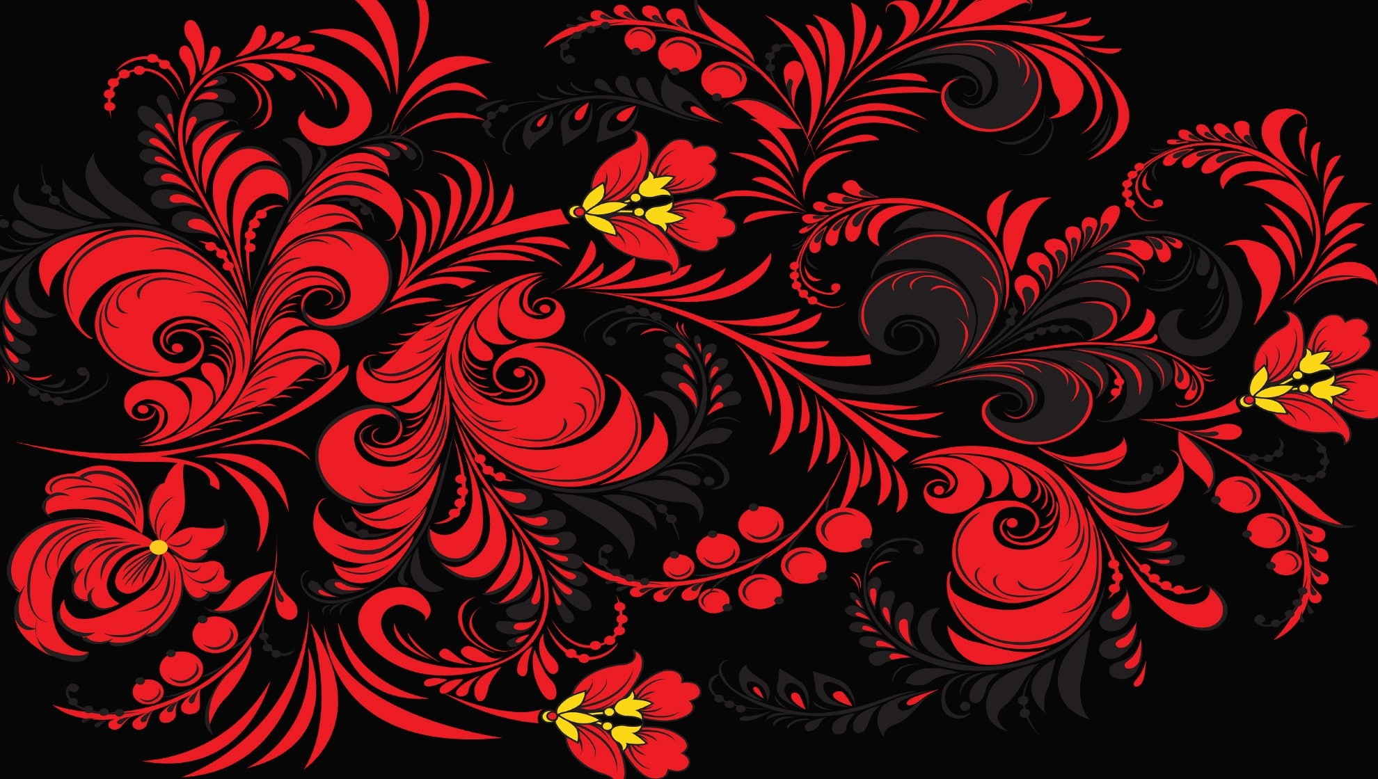 Khokhloma, Pattern, Color, Background, Russia, Texture, red