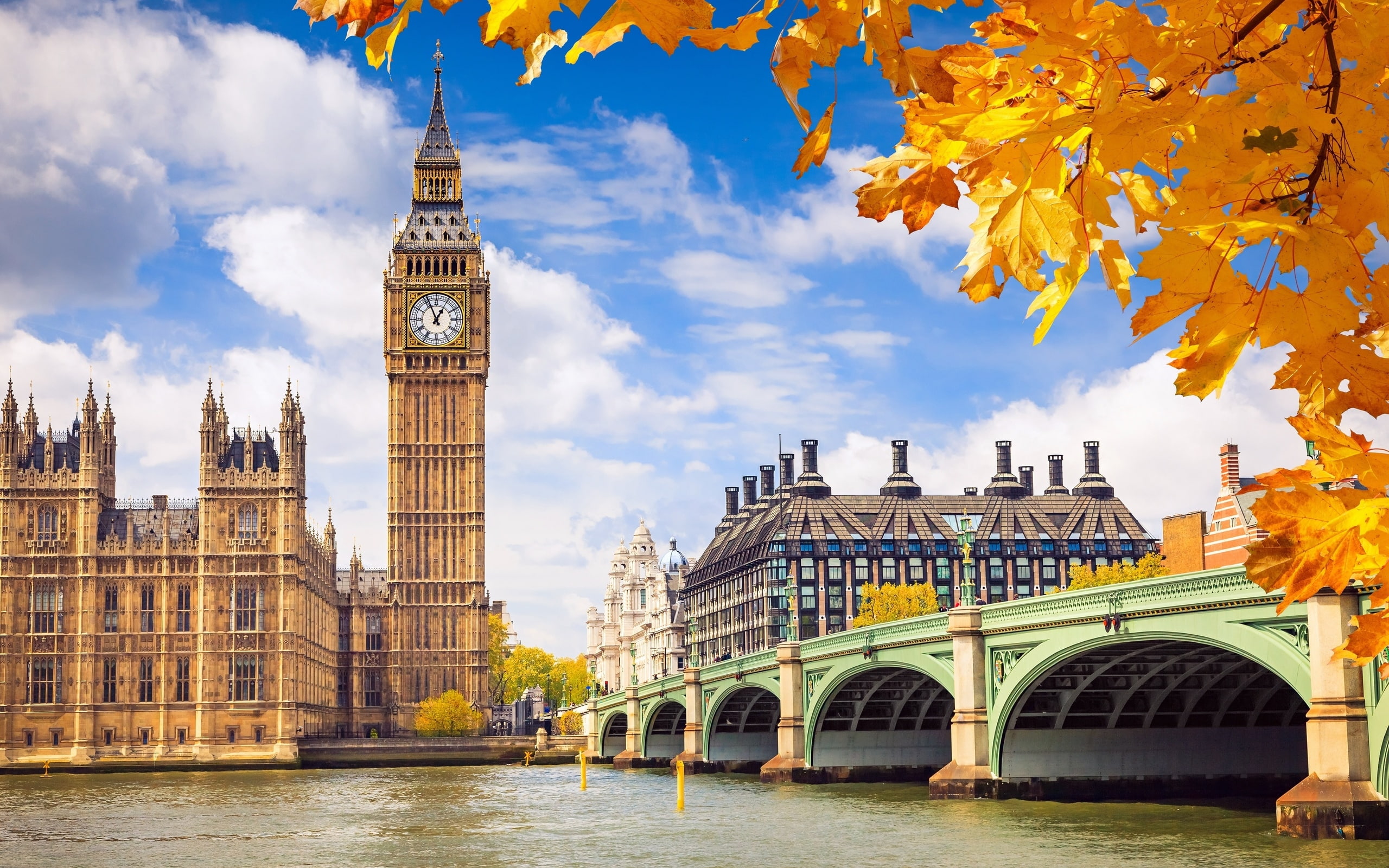 London Great Britain England Westminster Palace Autumn 2560×1600