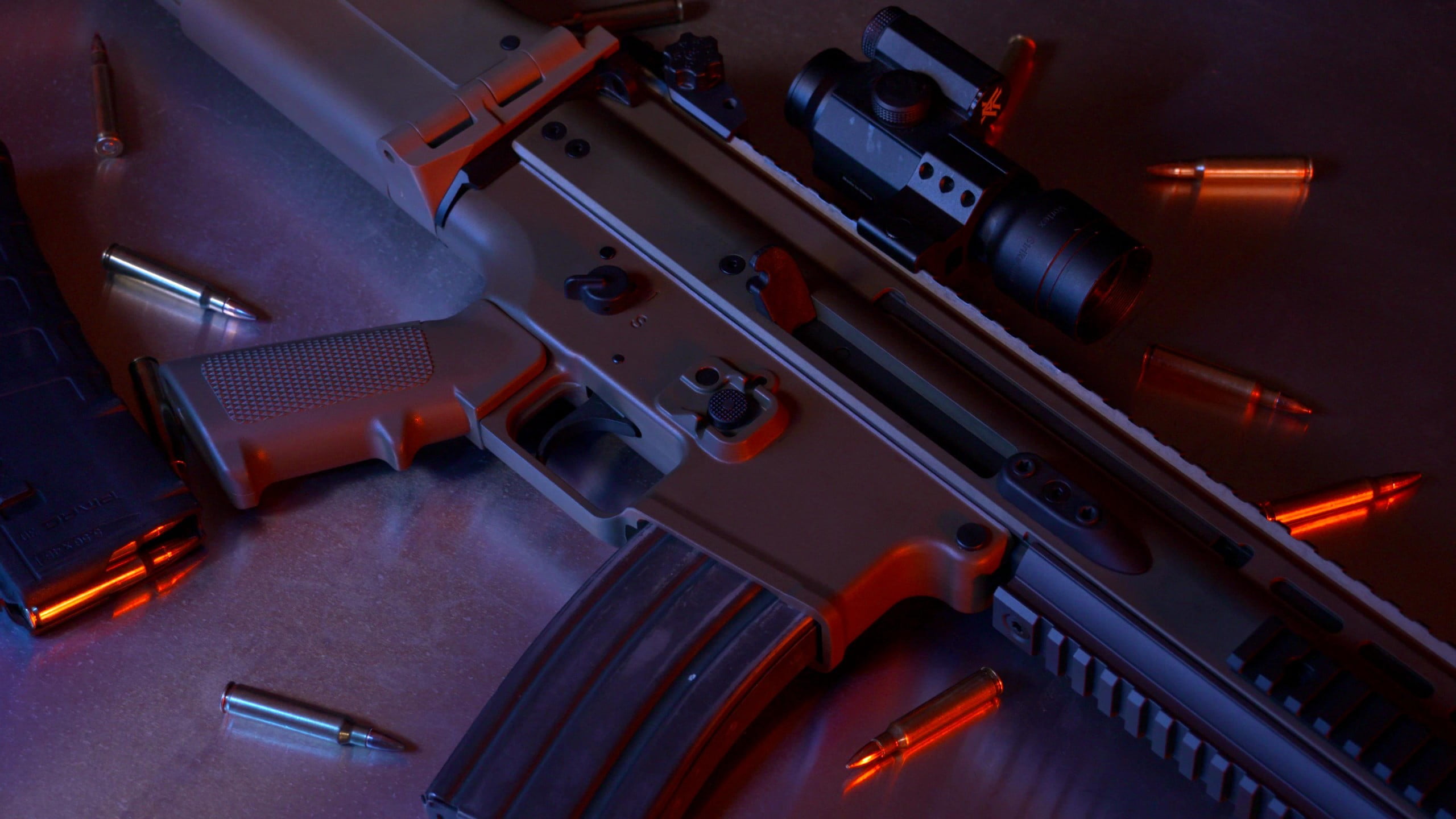 black and red Craftsman nail gun, rifles, weapon, FN SCAR, FN SCAR-L
