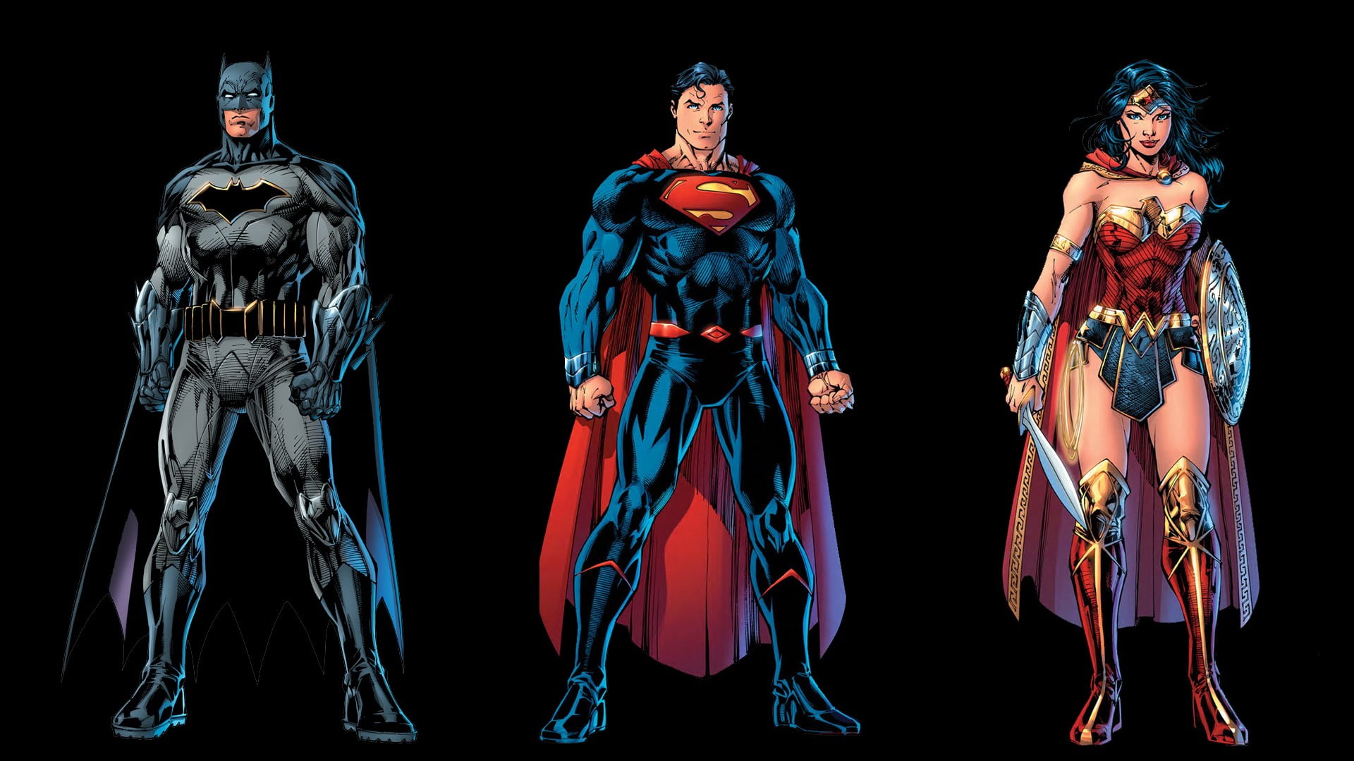 Batman, Superman, and Wonder Woman wallpaper, DC Comics, Rebirth