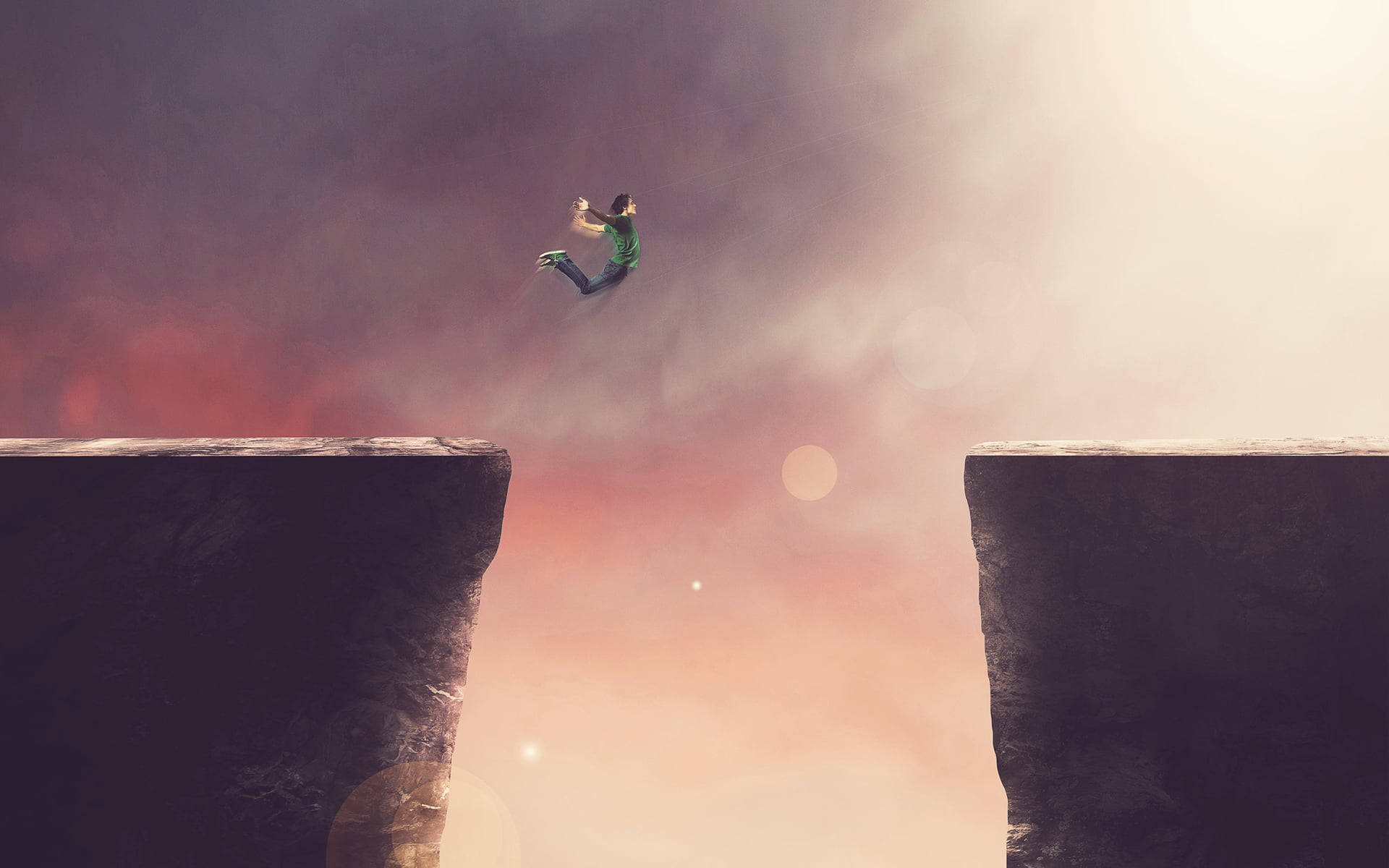 Free download | HD wallpaper: man jumping on cliff artwork, creative ...