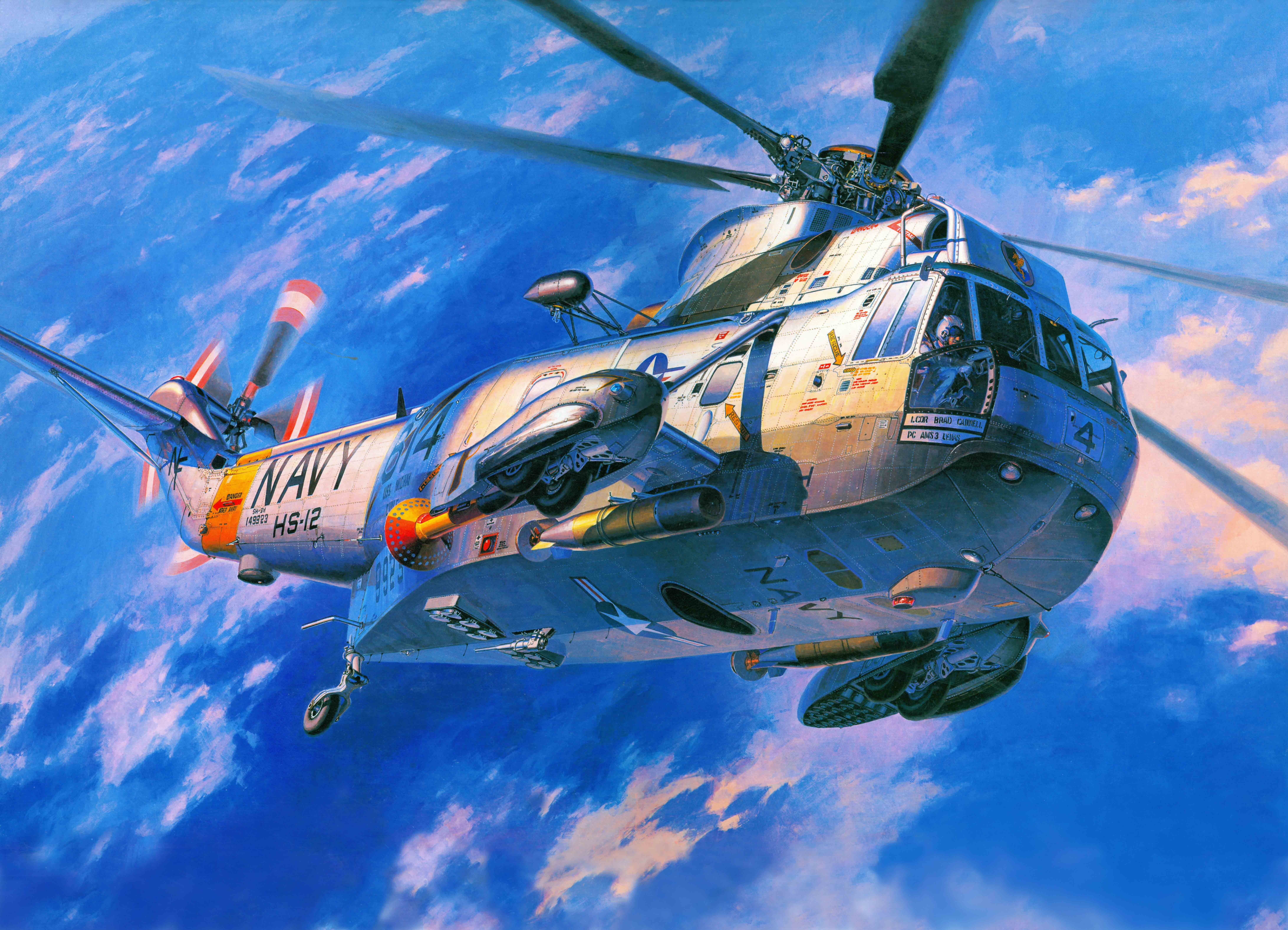 art, helicopter, Sikorsky, Navy, Sea, transport, anti-submarine