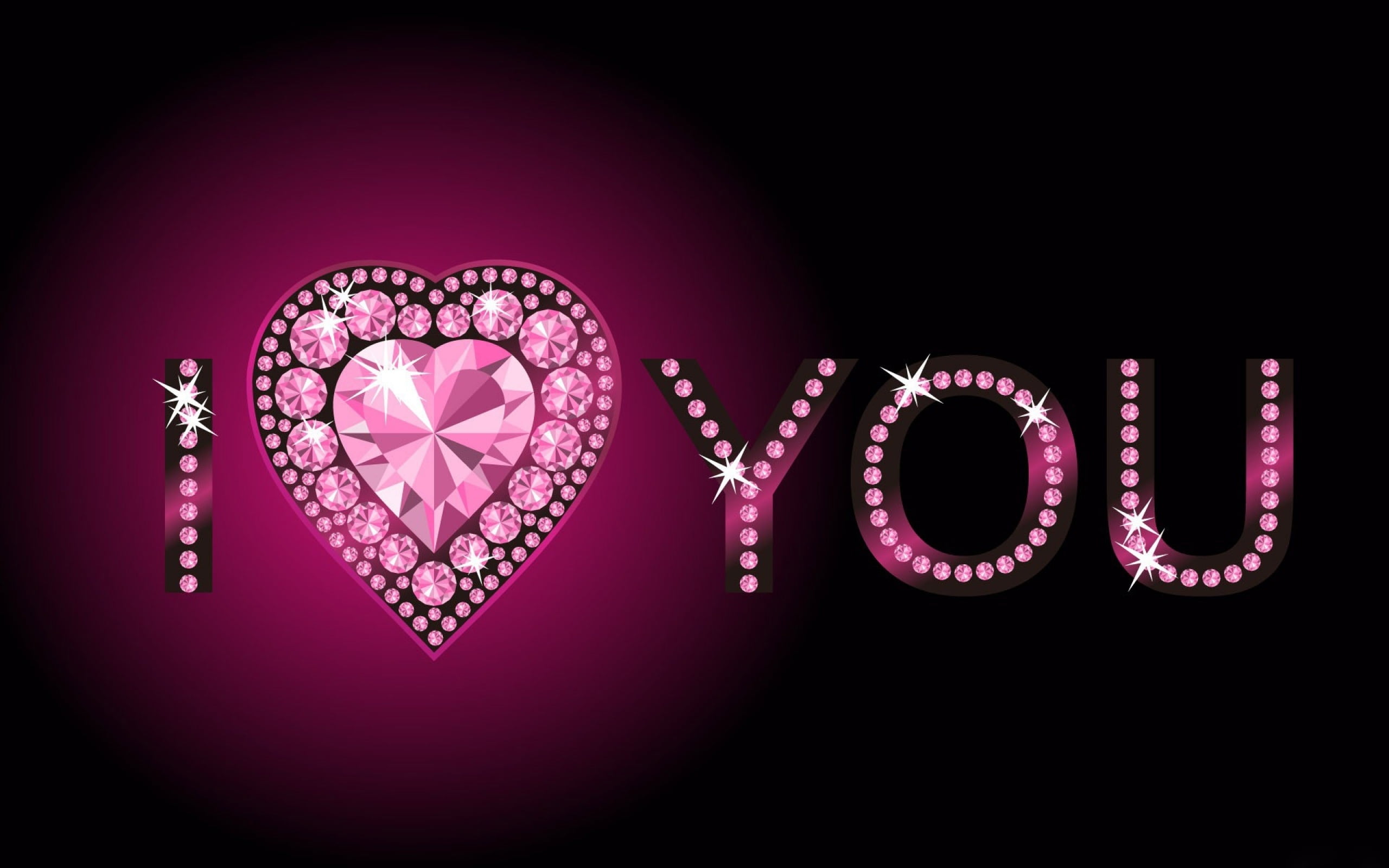 Diamond Love Heart, pink and black i love you illustration, positive emotion