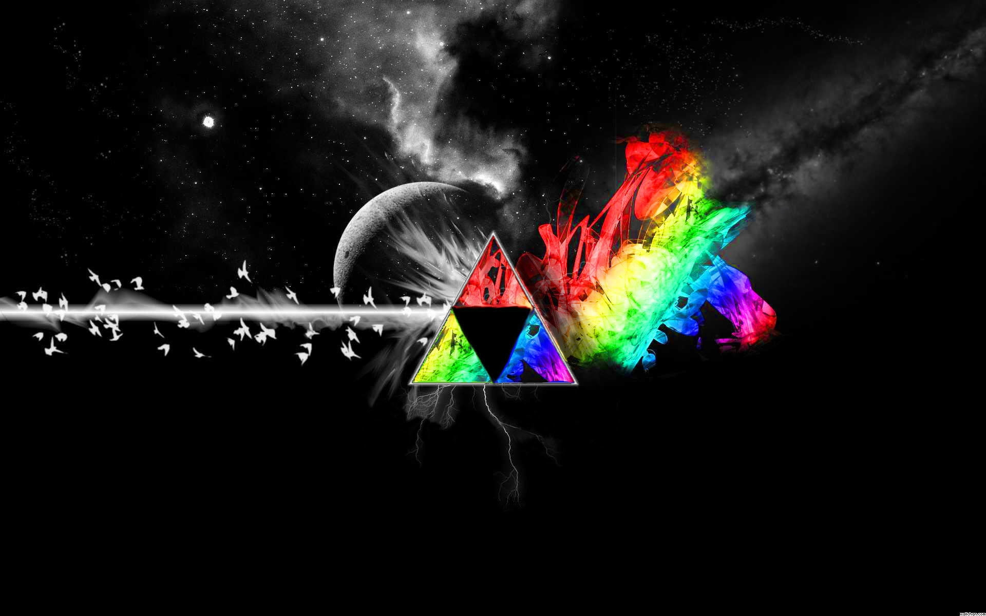 multicolored triangle wallpaper, colorful, Triforce, digital art