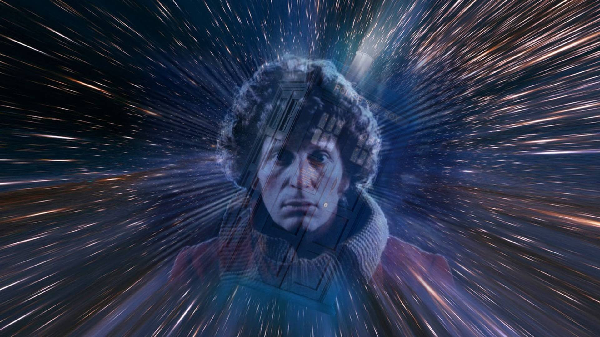 man's face, Doctor Who, The Doctor, TARDIS, Tom Baker, space