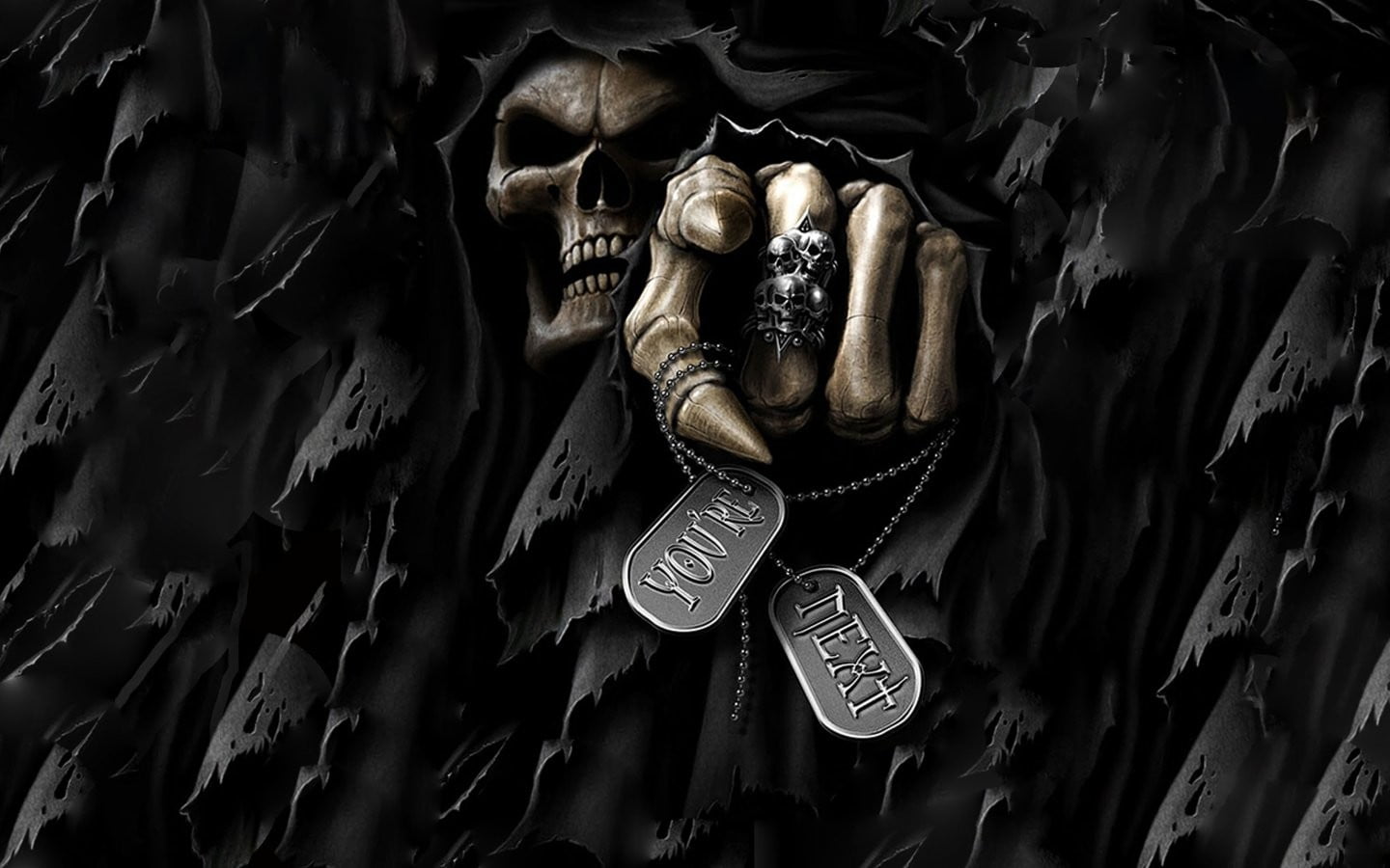 digital art, Grim Reaper, death, dark, spooky, skull, teeth