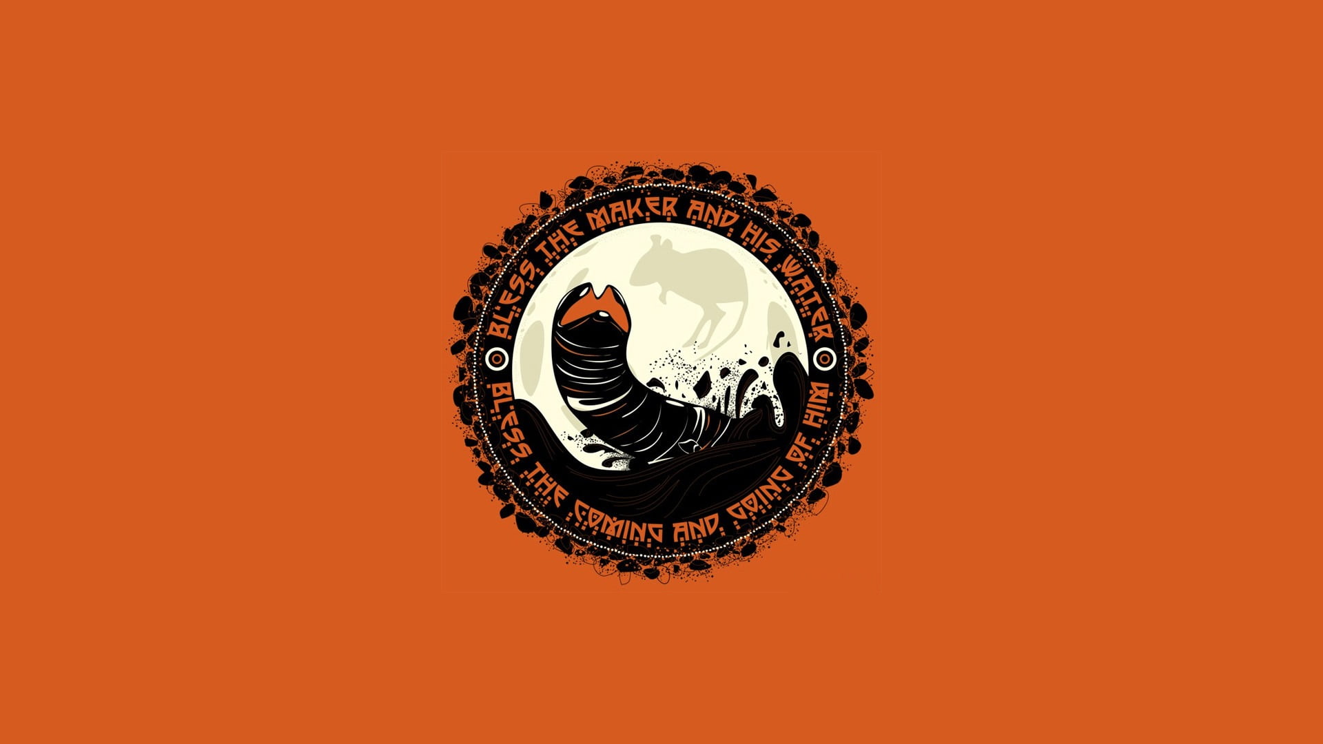 round white and black rat logo, Dune (series), Sandworm, studio shot