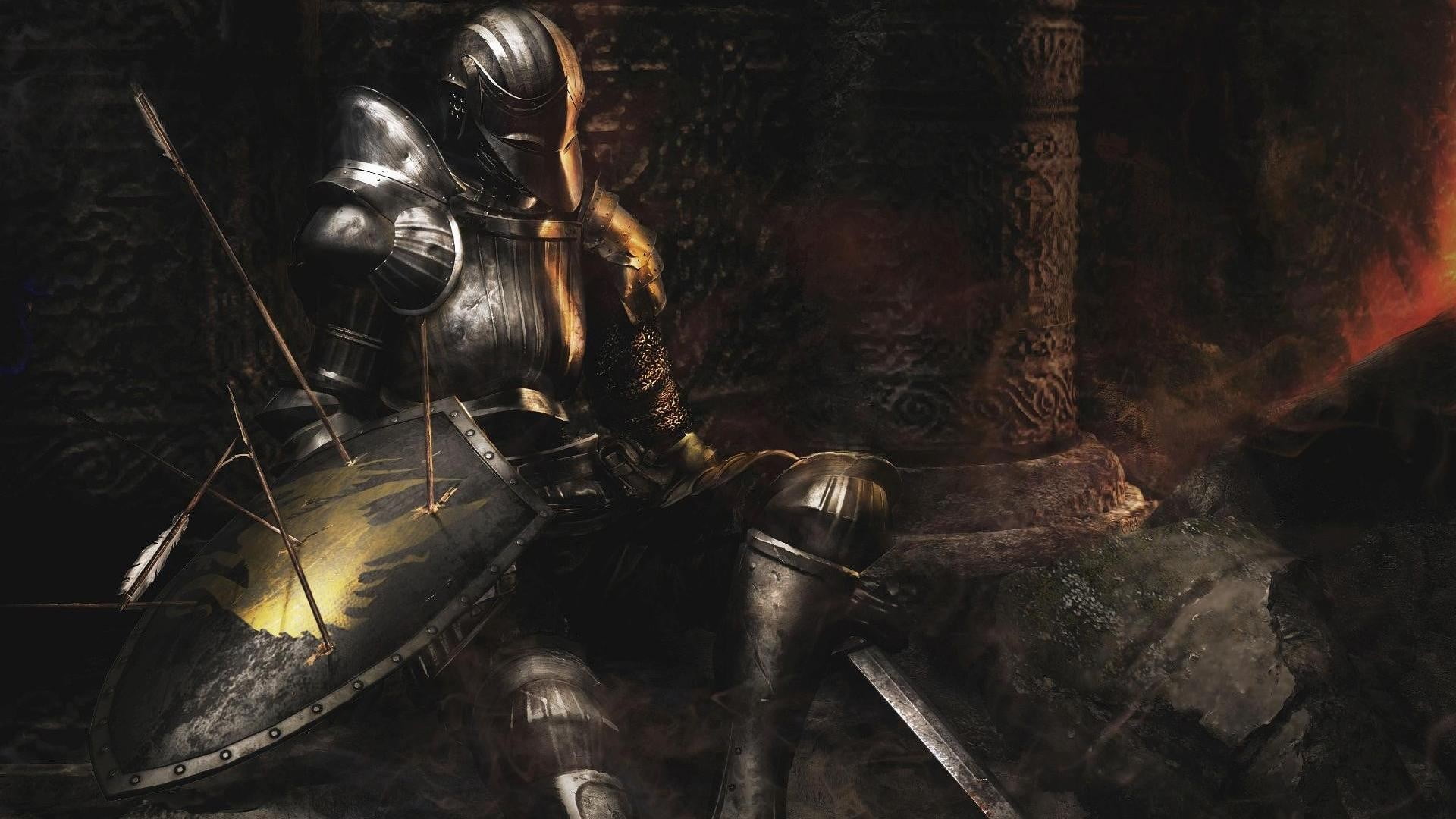 knight armor digital wallpaper, video games, Demon's Souls, metal
