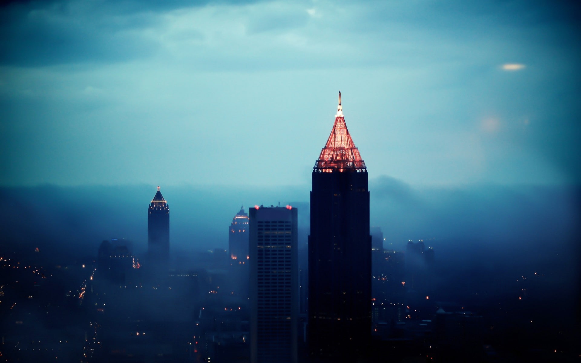 Free download HD wallpaper USA, mist, Atlanta, cityscape, skyscraper