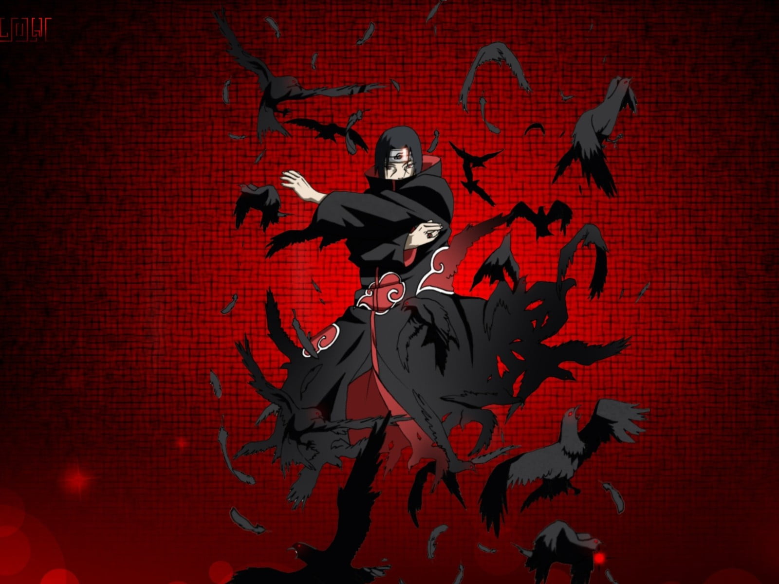 Uchiha Itachi wallpaper, Naruto Shippuuden, raven, red background