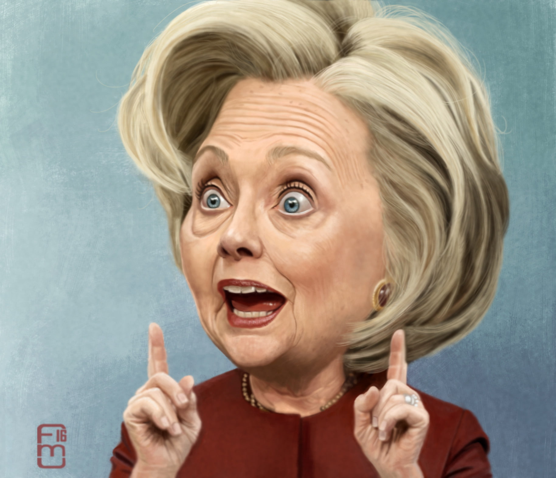 Hilary Clinton, caricature, face, women, deplorable, buffoon