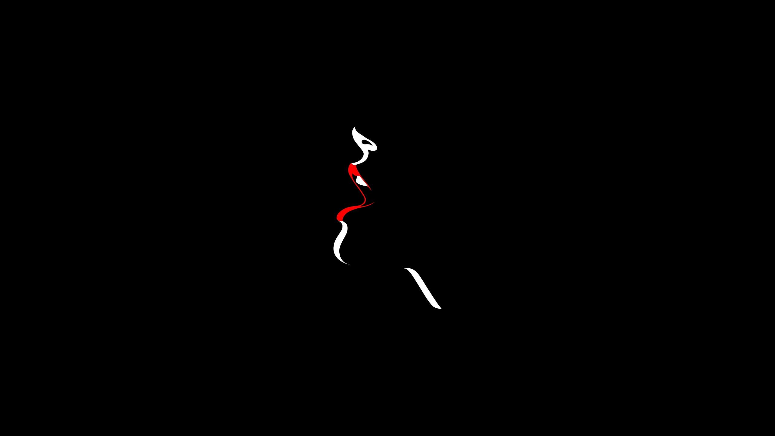 Malika Favre, black background, mouth, open, minimalism, vector