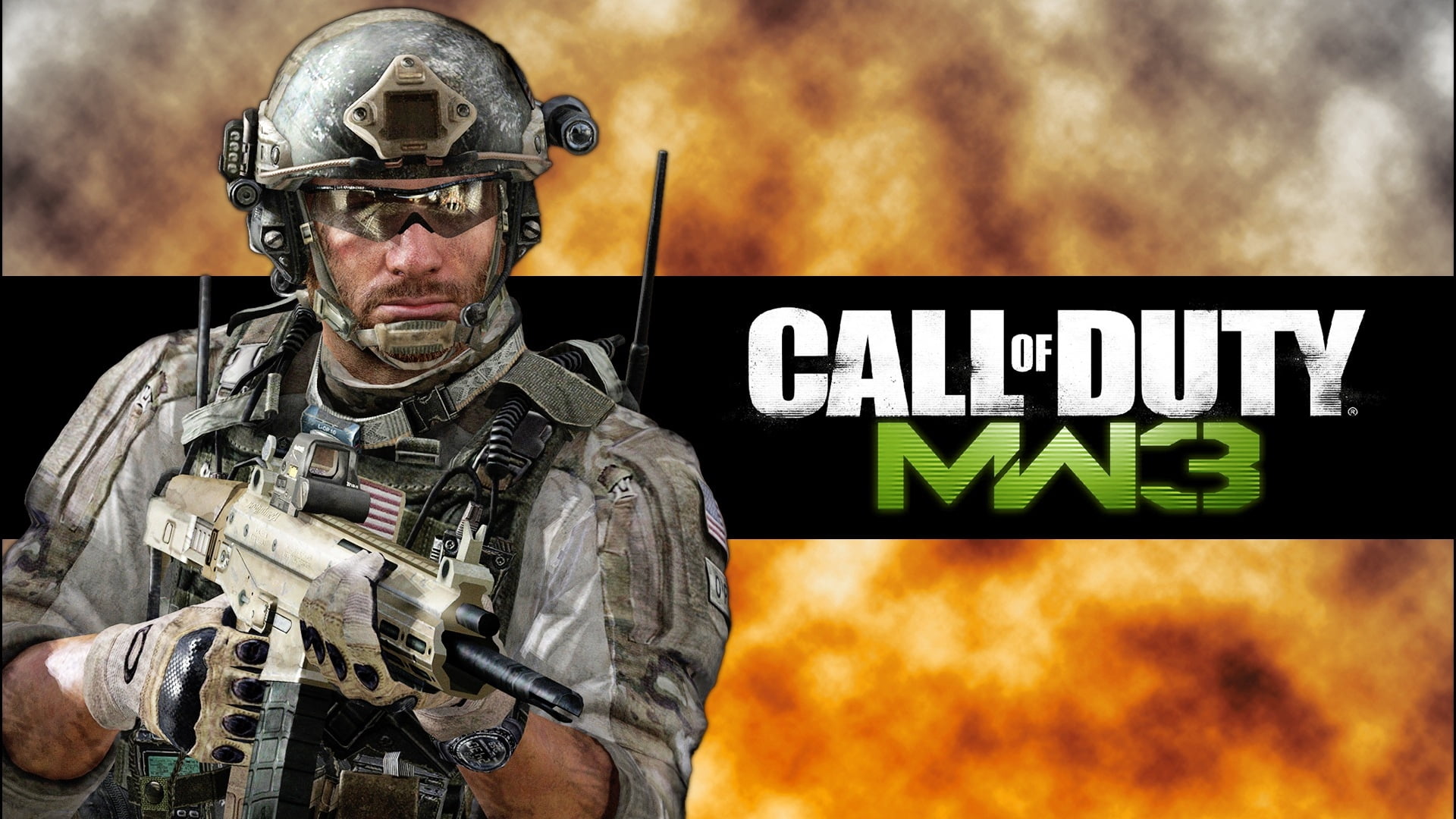 Call of Duty Modern Warfare 3 game cover, soldier, automatic