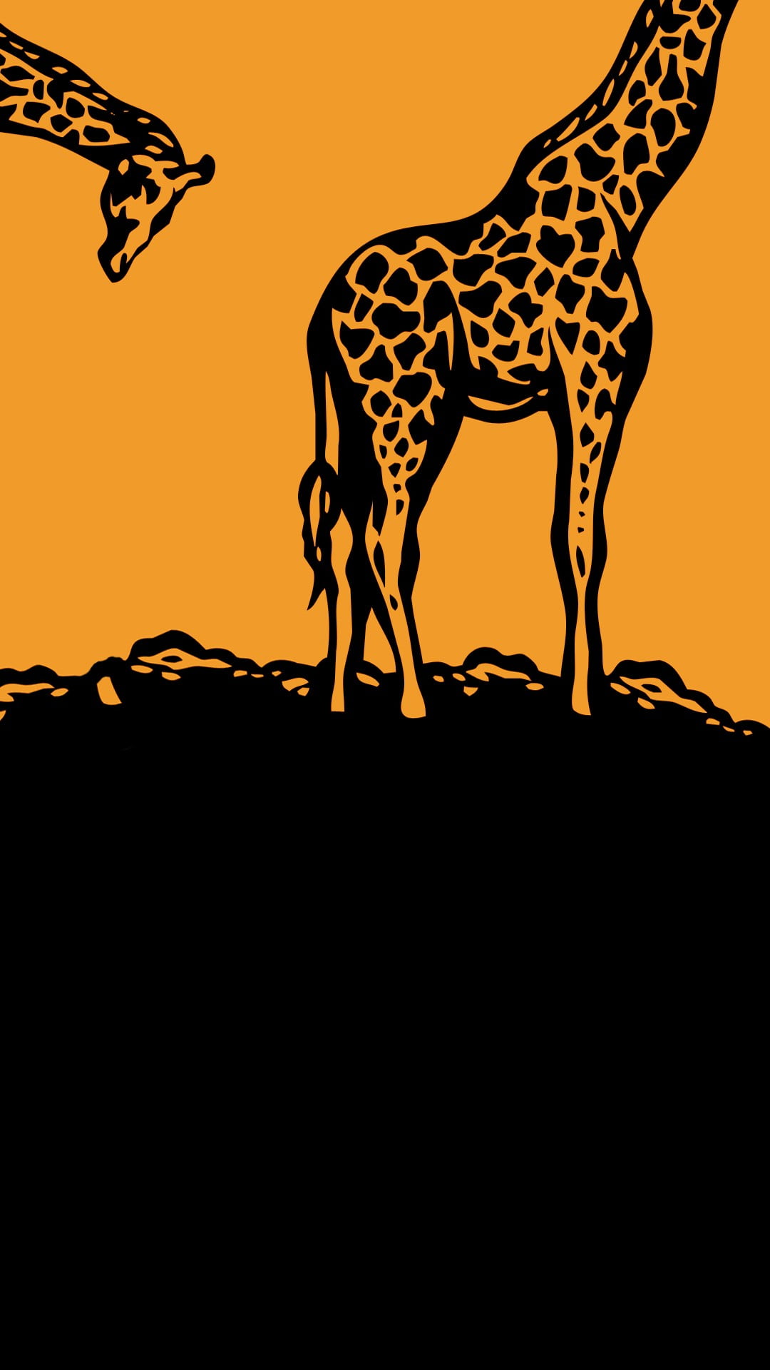 black and orange giraffe poster, portrait display, minimalism