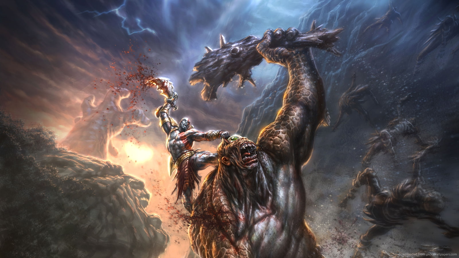 Cyclops Epic Kratos kills cyclops Video Games God of War HD Art