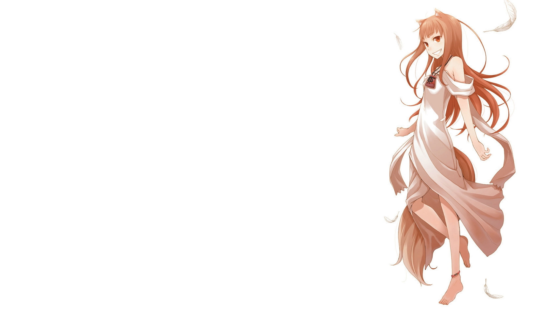 spice and wolf dress animal ears holo the wise wolf fox girls simple background 1920x1080 wallpap Art Dress HD Art