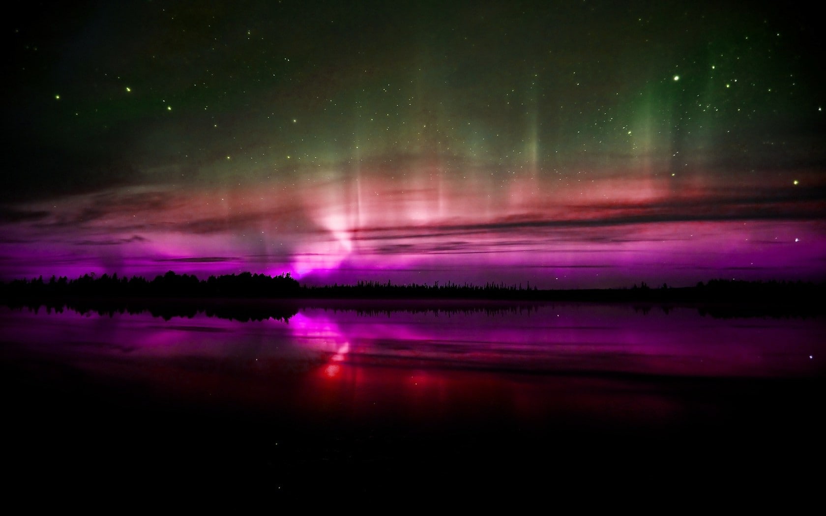 Aurora Borealis Northern Lights Reflection Colorful HD, nature