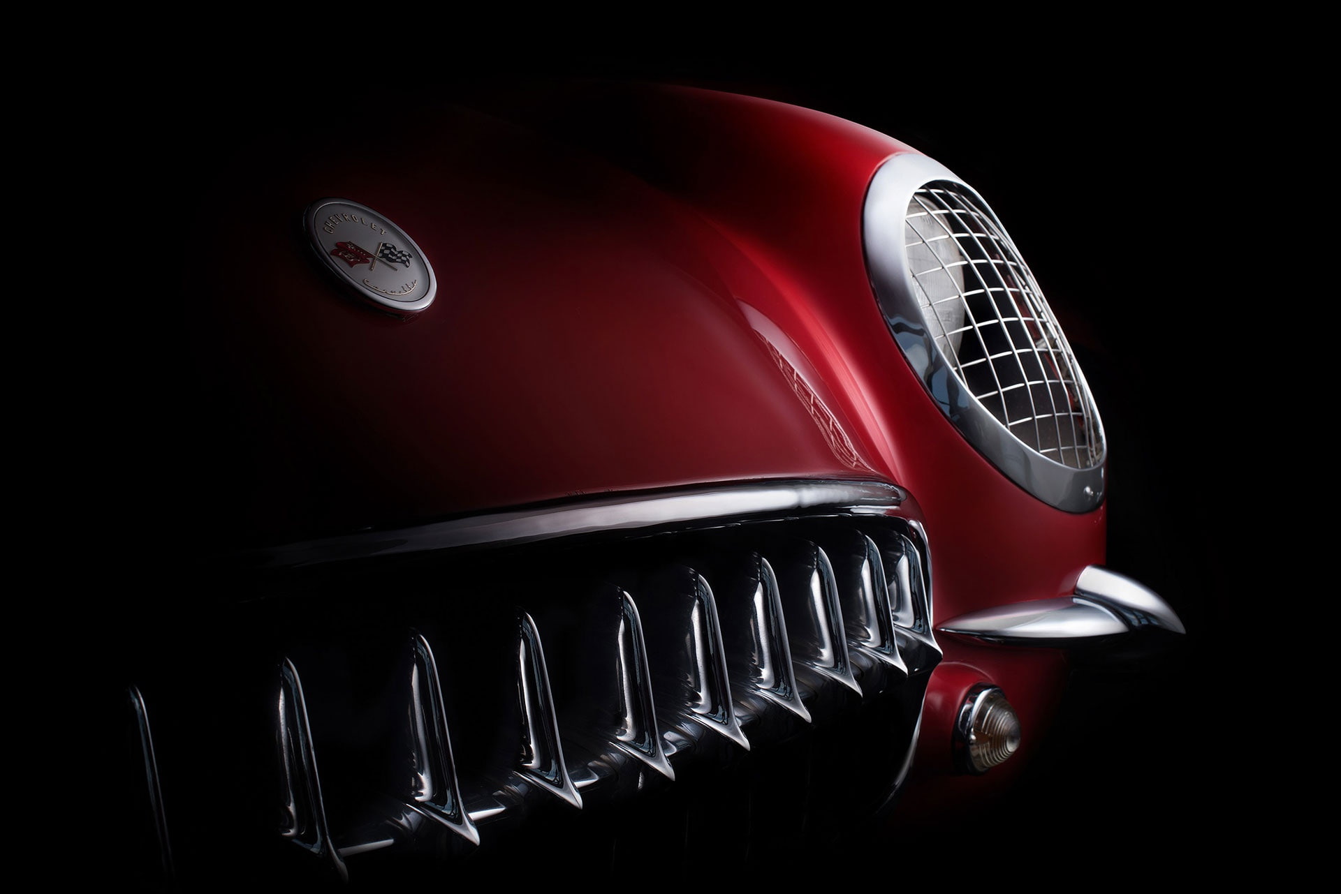 dark, red, car, vehicle, 1954 (Year), Corvette, red cars, motor vehicle