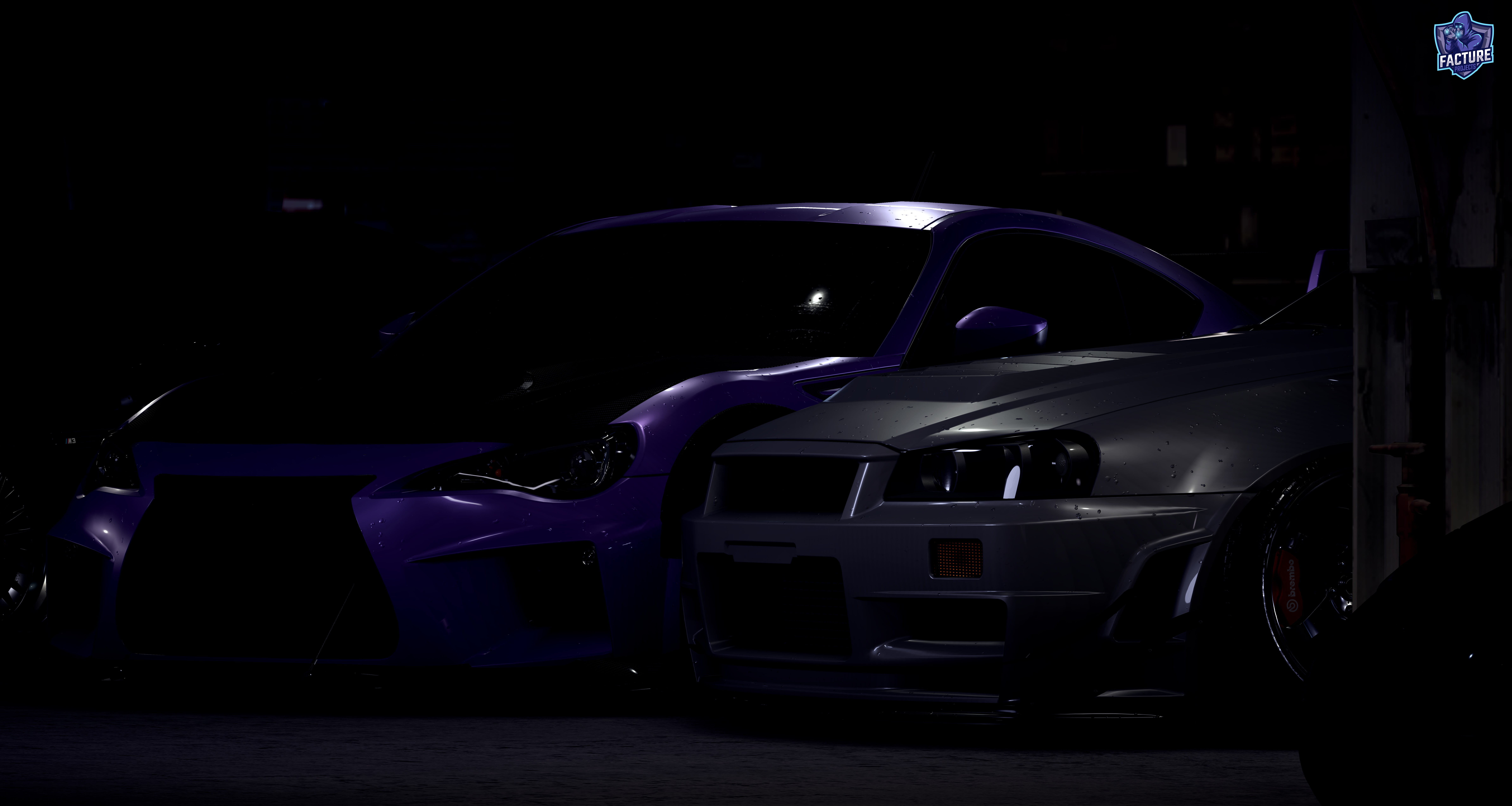 Subaru BRZ, Nissan Skyline GT-R R34, purple, silver, Need for Speed