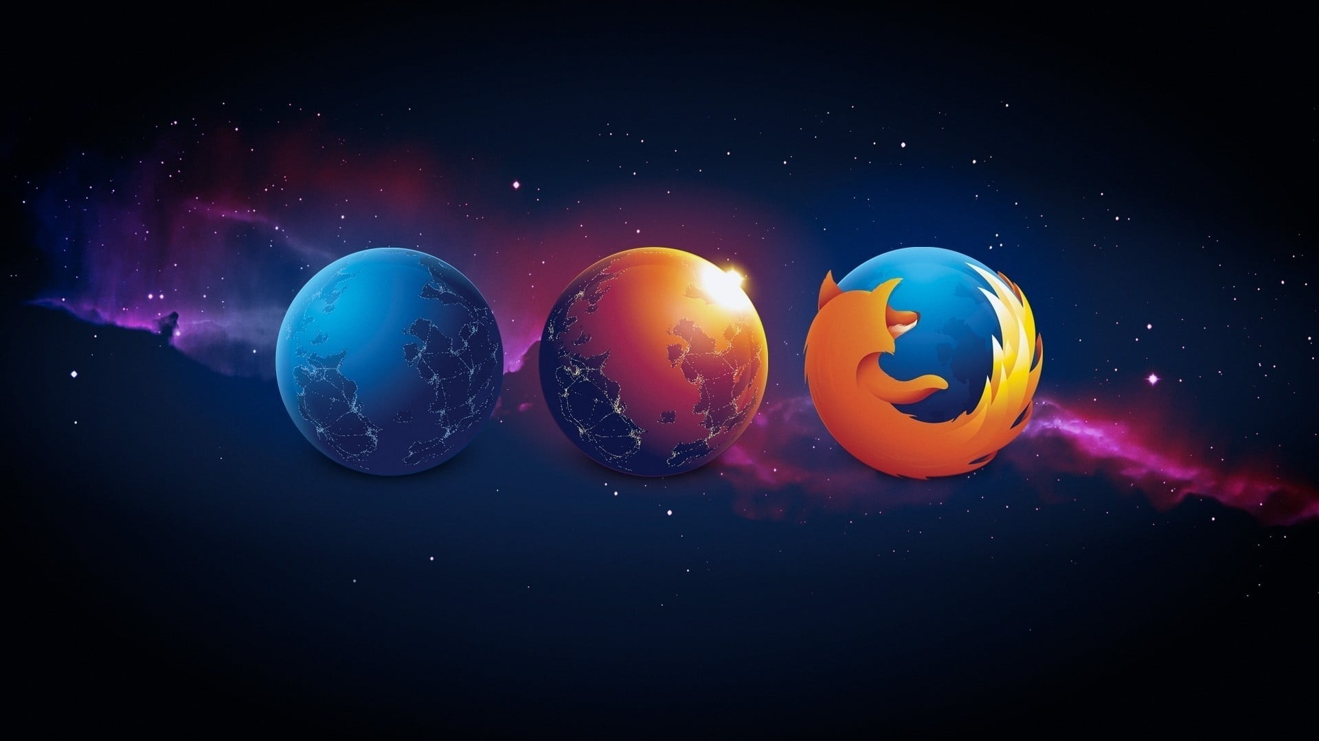 Mozilla Firefox logo, space, digital art, blue, no people, sphere