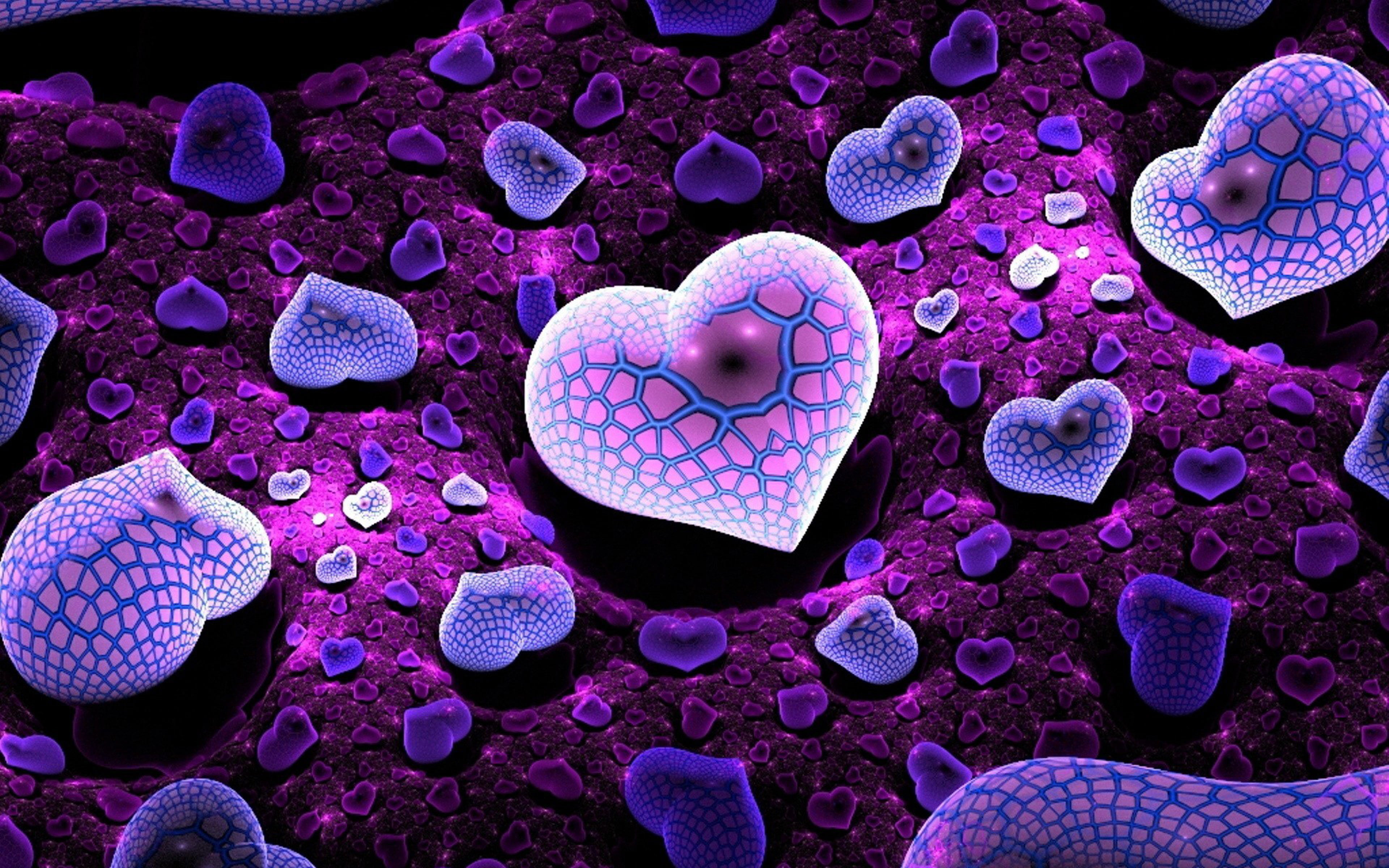Purple Heart Love Abstract Graphic Wallpaper For Desktop Pc Tablet Mobile Phones 3840×2400