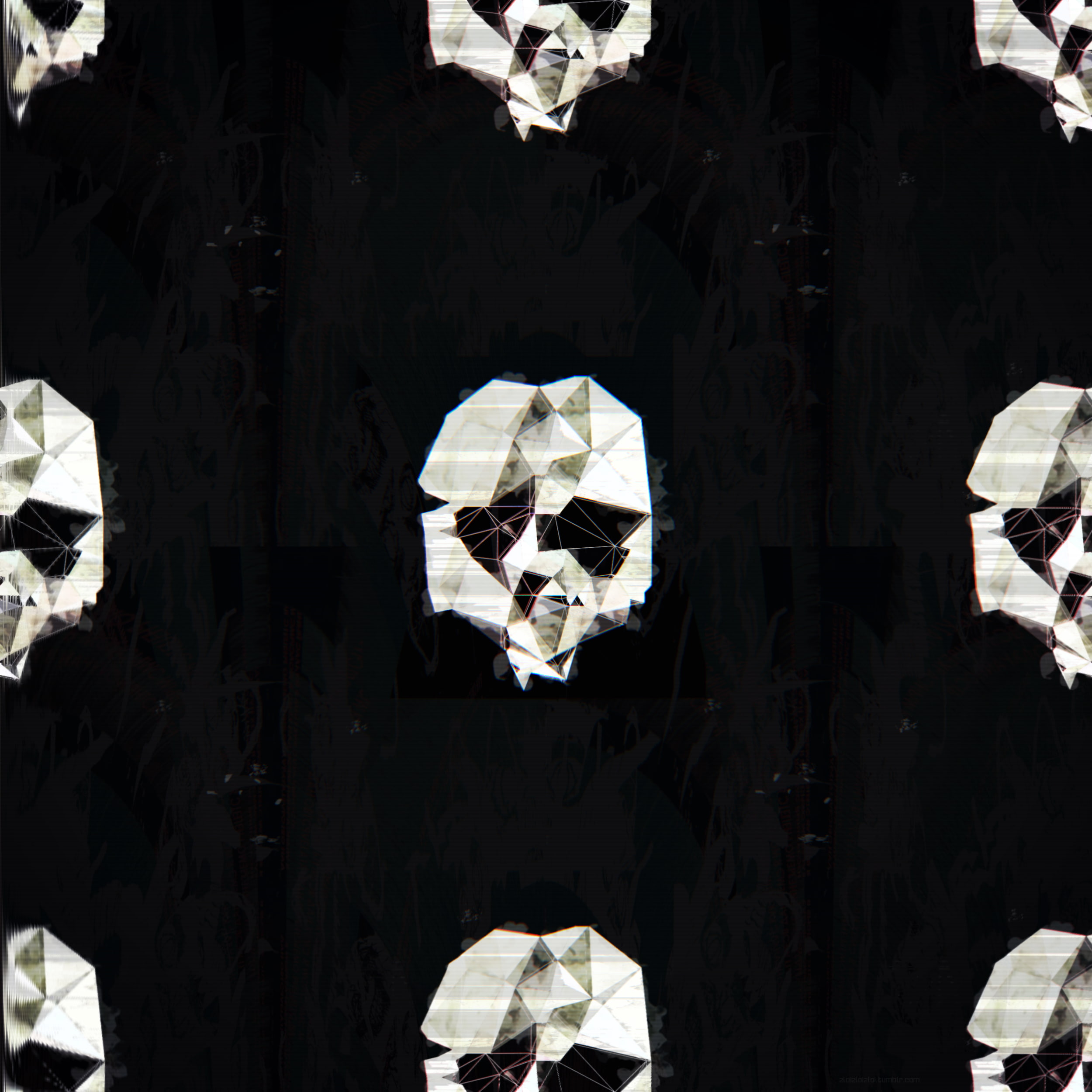 abstract, glitch art, low poly, skull