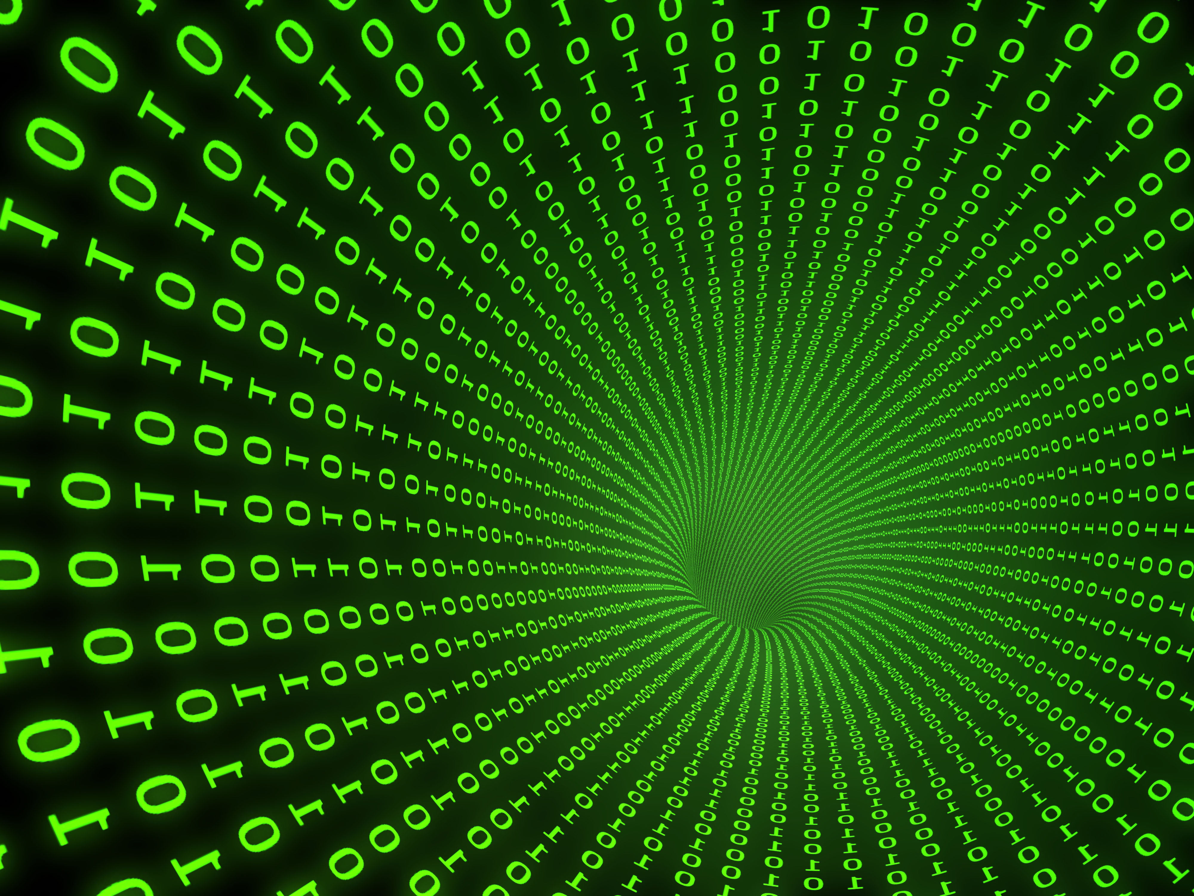 green text on black background, code, figures, zero, binary, abstract