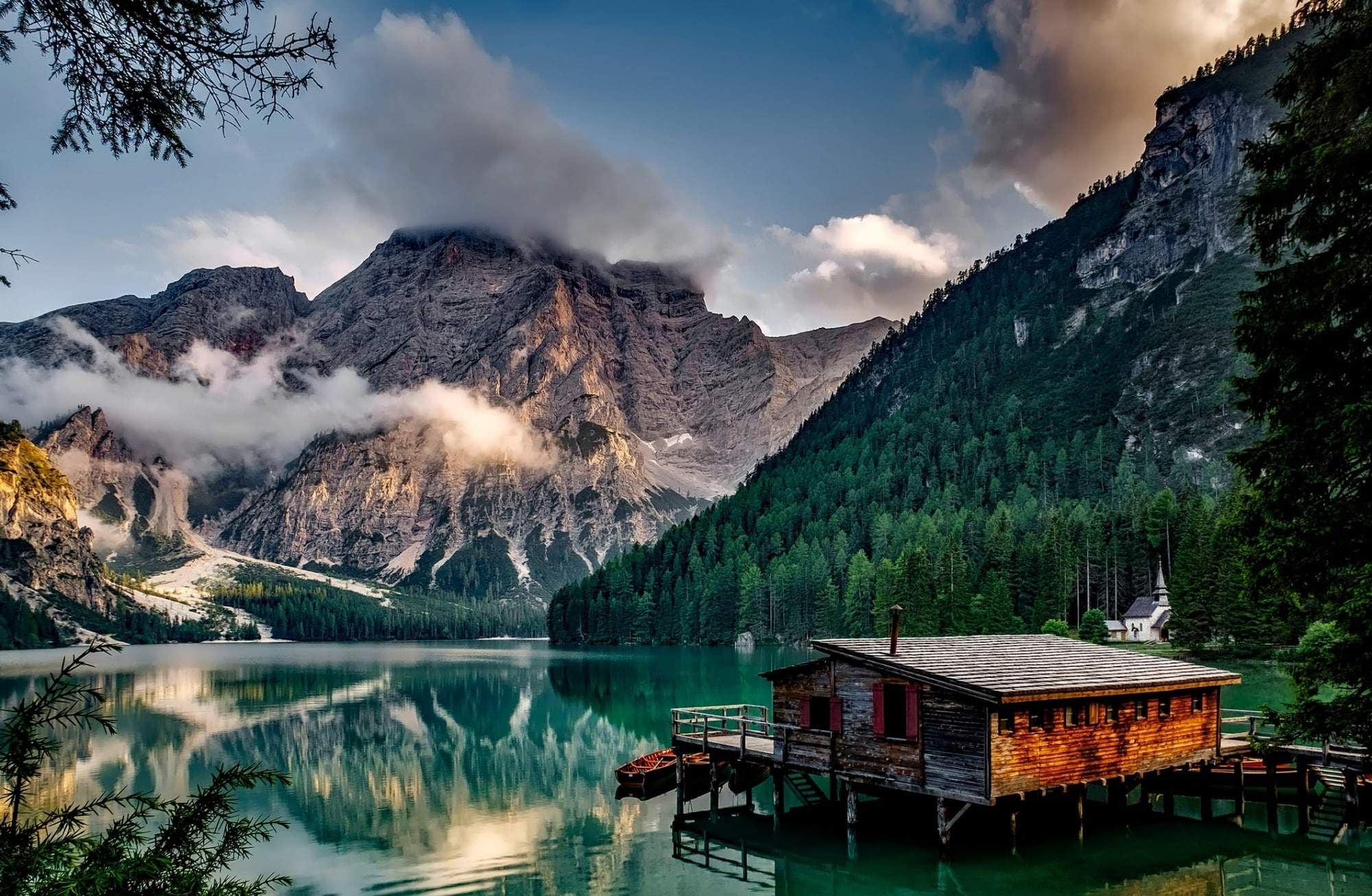 Idyllic Landscape, Italy, brown wooden dock, Nature, Lakes, Travel