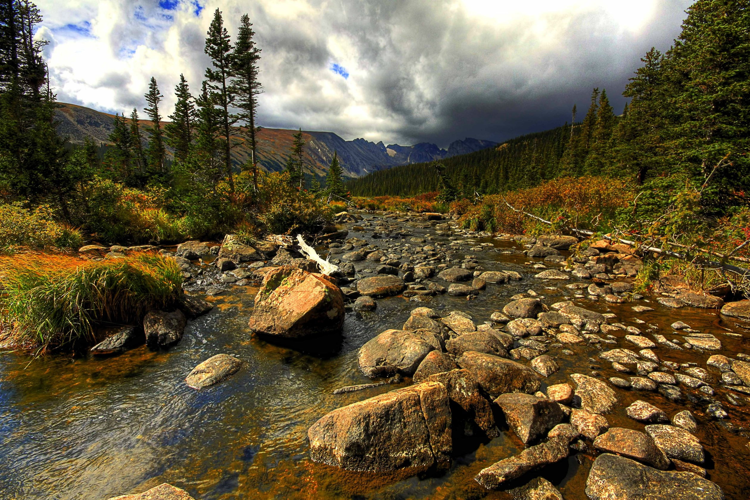 hdr, cloud - sky, beauty in nature, water, rock, solid, tranquility