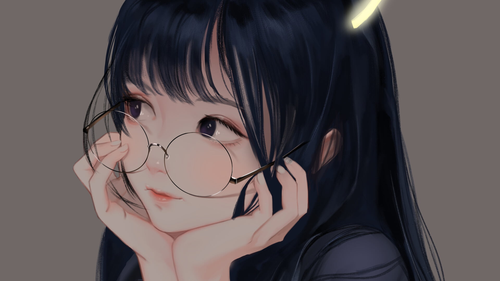 Free Download Hd Wallpaper Anime Anime Girls Glasses Black Hair