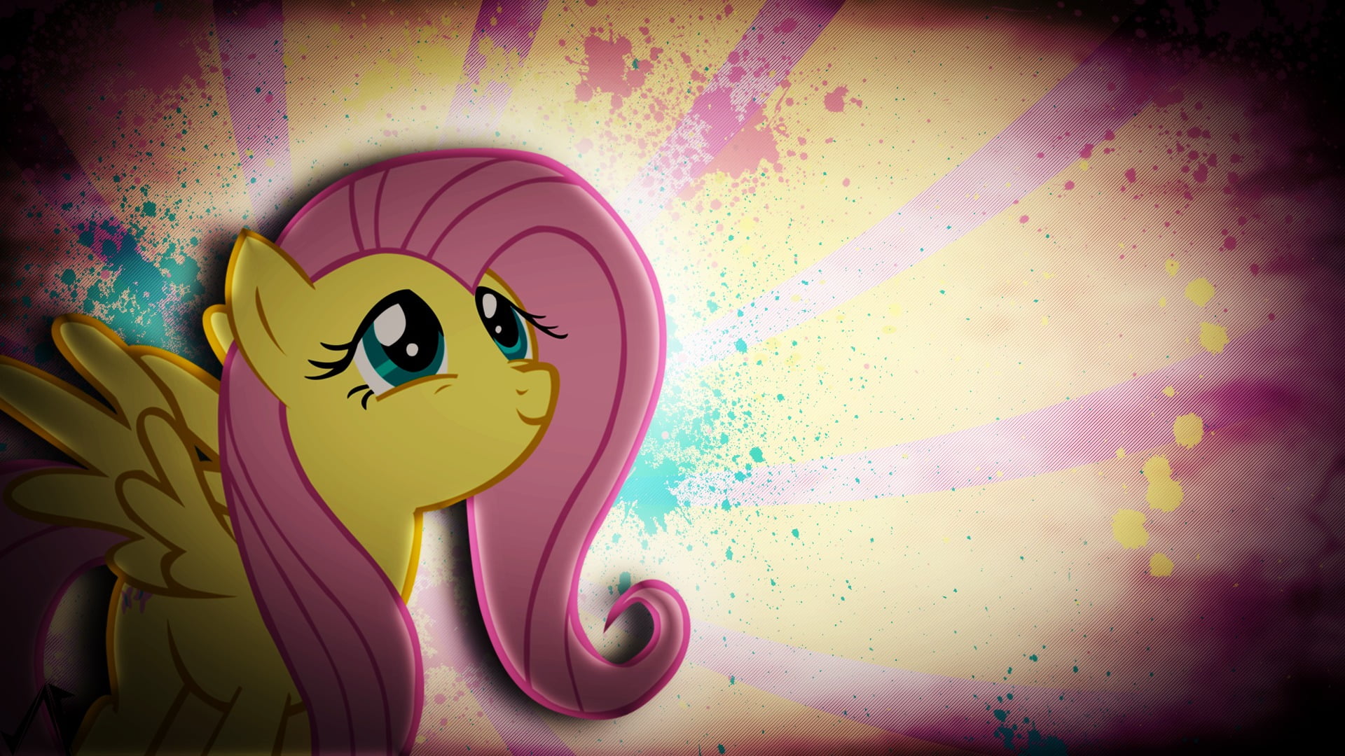 yellow and pink My Little Pony wallpaper, Grunge, Fluttershy