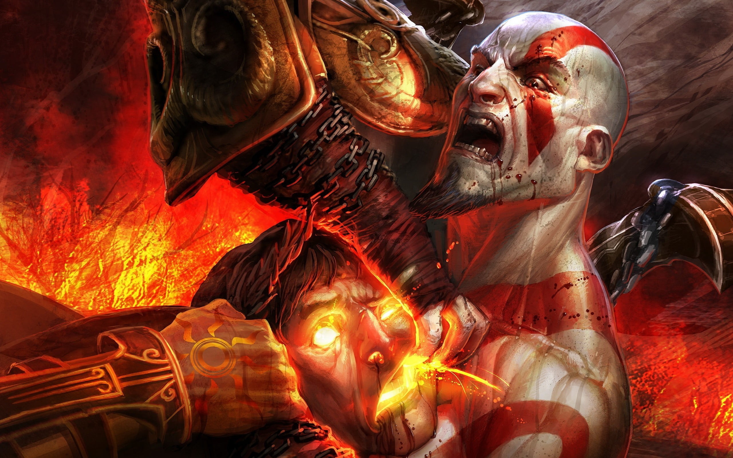 God of War Kratos wallpaper, video games, God of War III, celebration