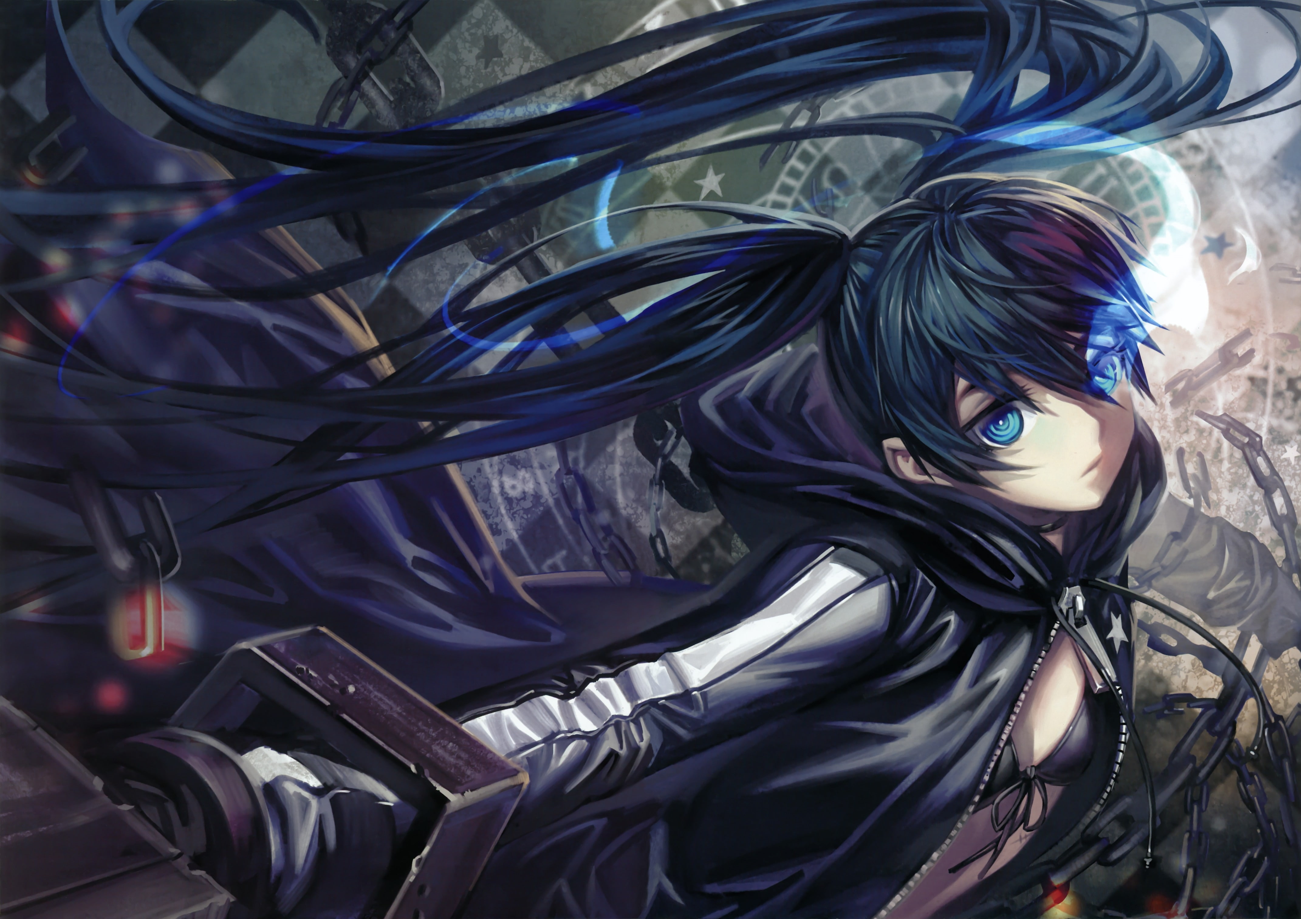 Free download | HD wallpaper: black rock shooter blue eyes long hair ...