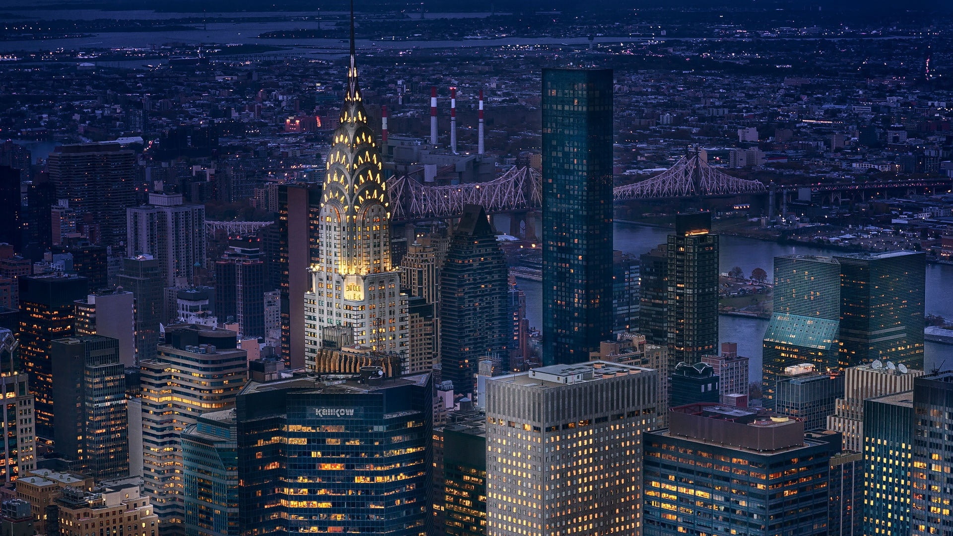 city, lights, USA, bridge, night, New York, Manhattan, NYC