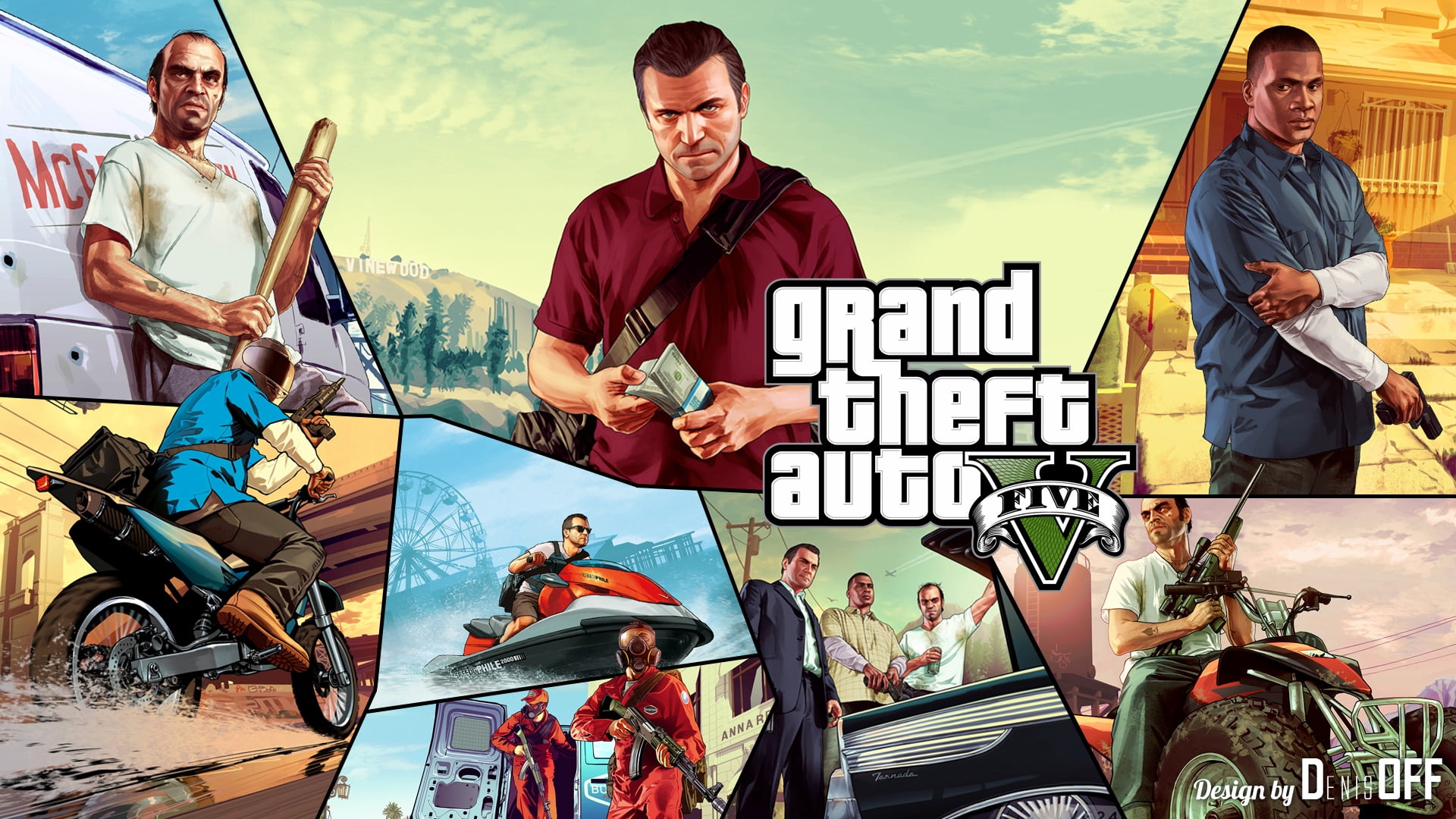 Grand Theft Auto Five digital wallpaper, gta, gta 5, 2015, heroes