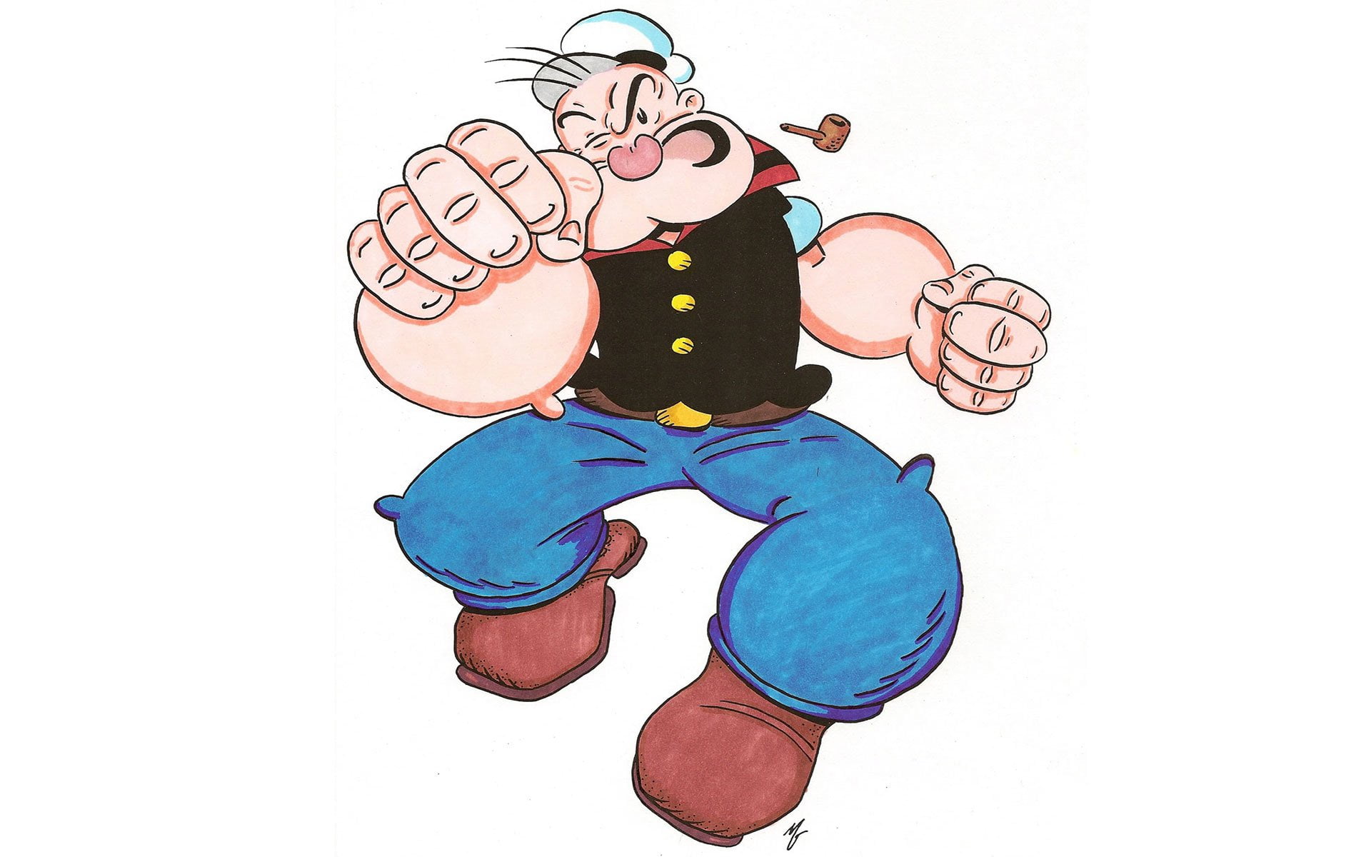TV Show, Popeye, one person, white background, full length
