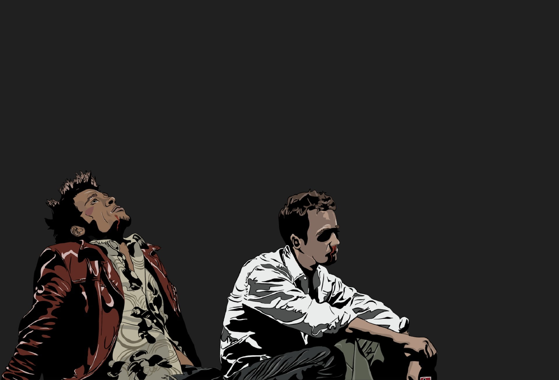 two men sitting vector art, Fight Club, movies, copy space, studio shot