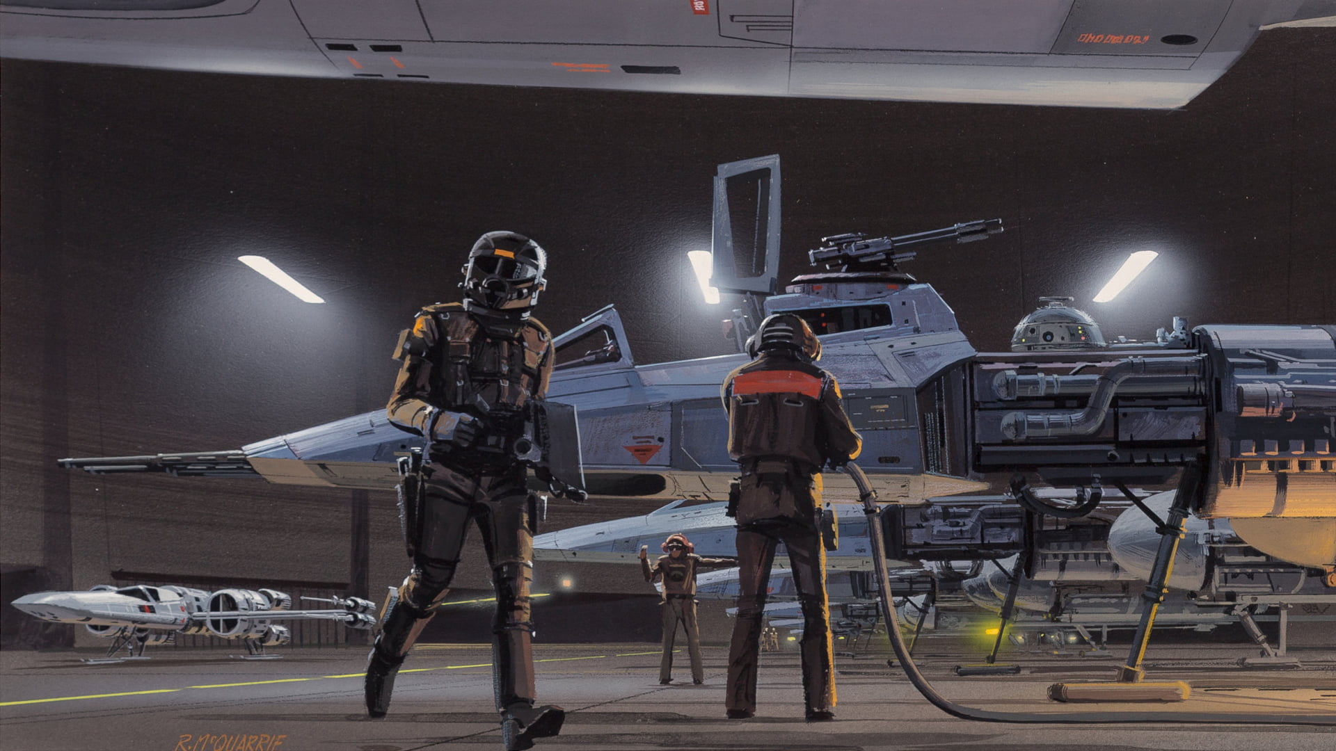 Star Wars, Y-Wing, X-wing, hangar, Rebel Alliance, artwork