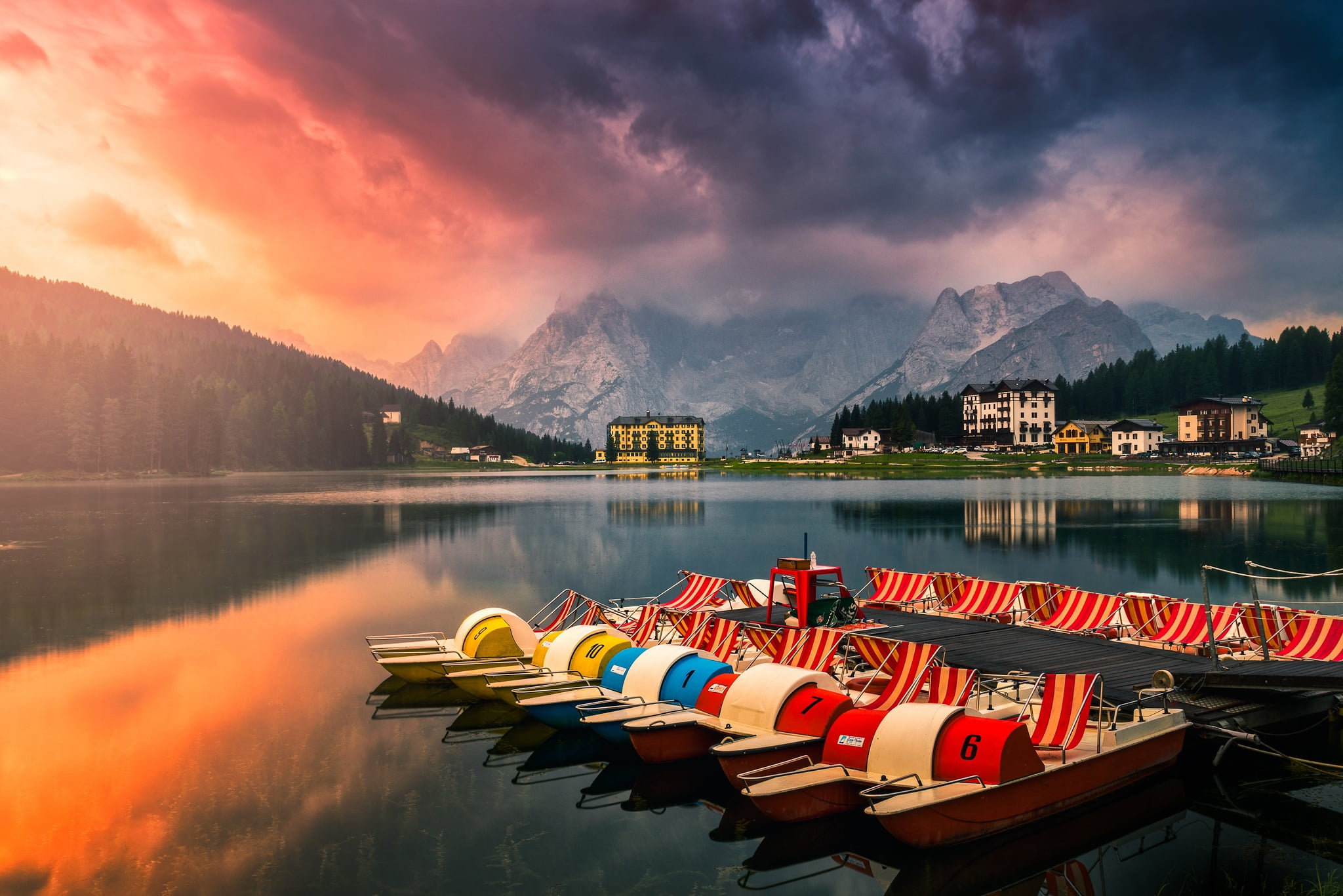 mountains, lake, Italy, The Dolomites, Misurina