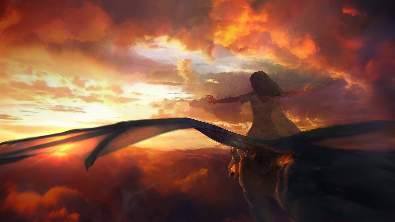 fantasy art dragon clouds