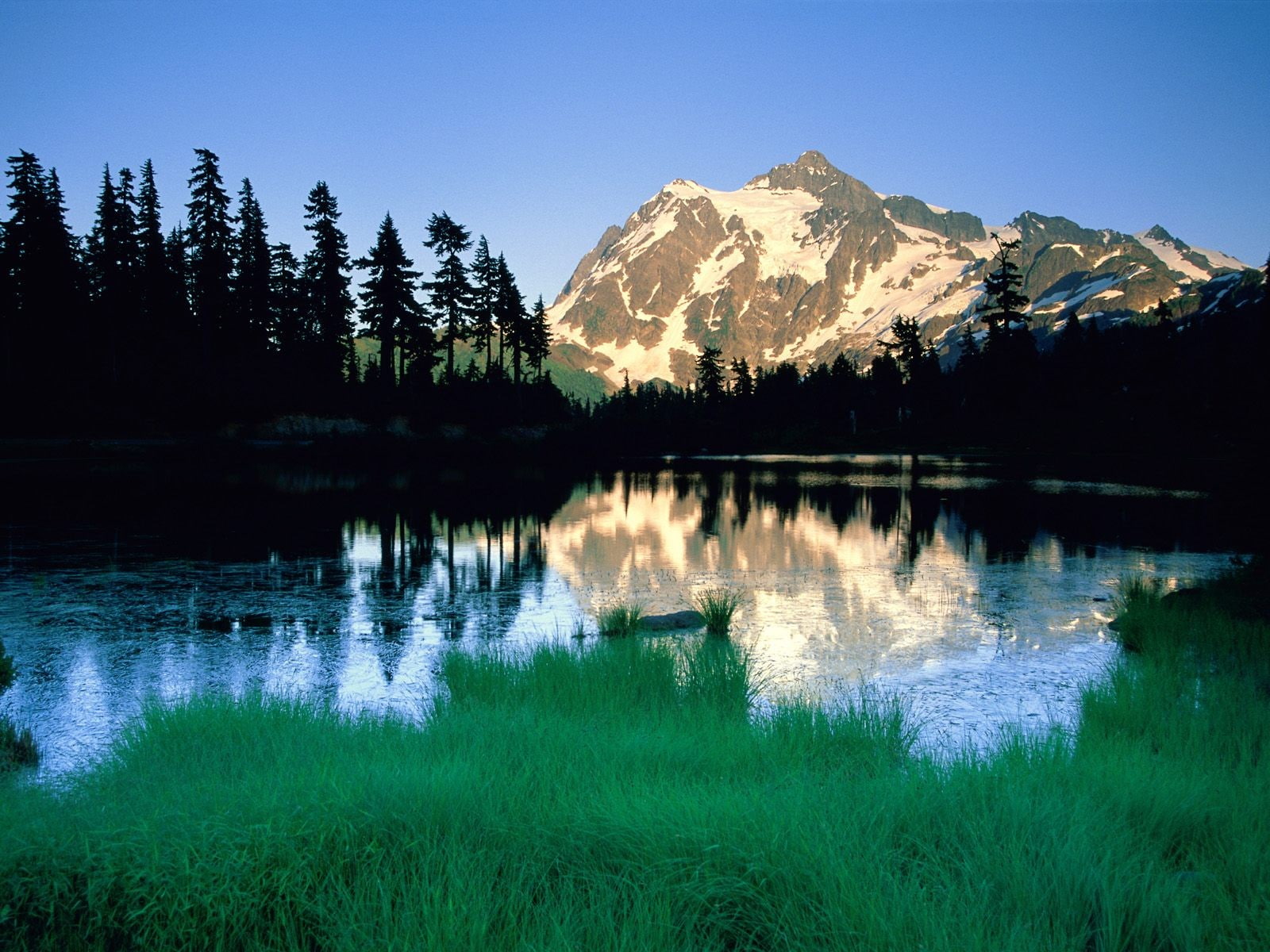 nature, North Cascades National Park, Washington, lake, volcano