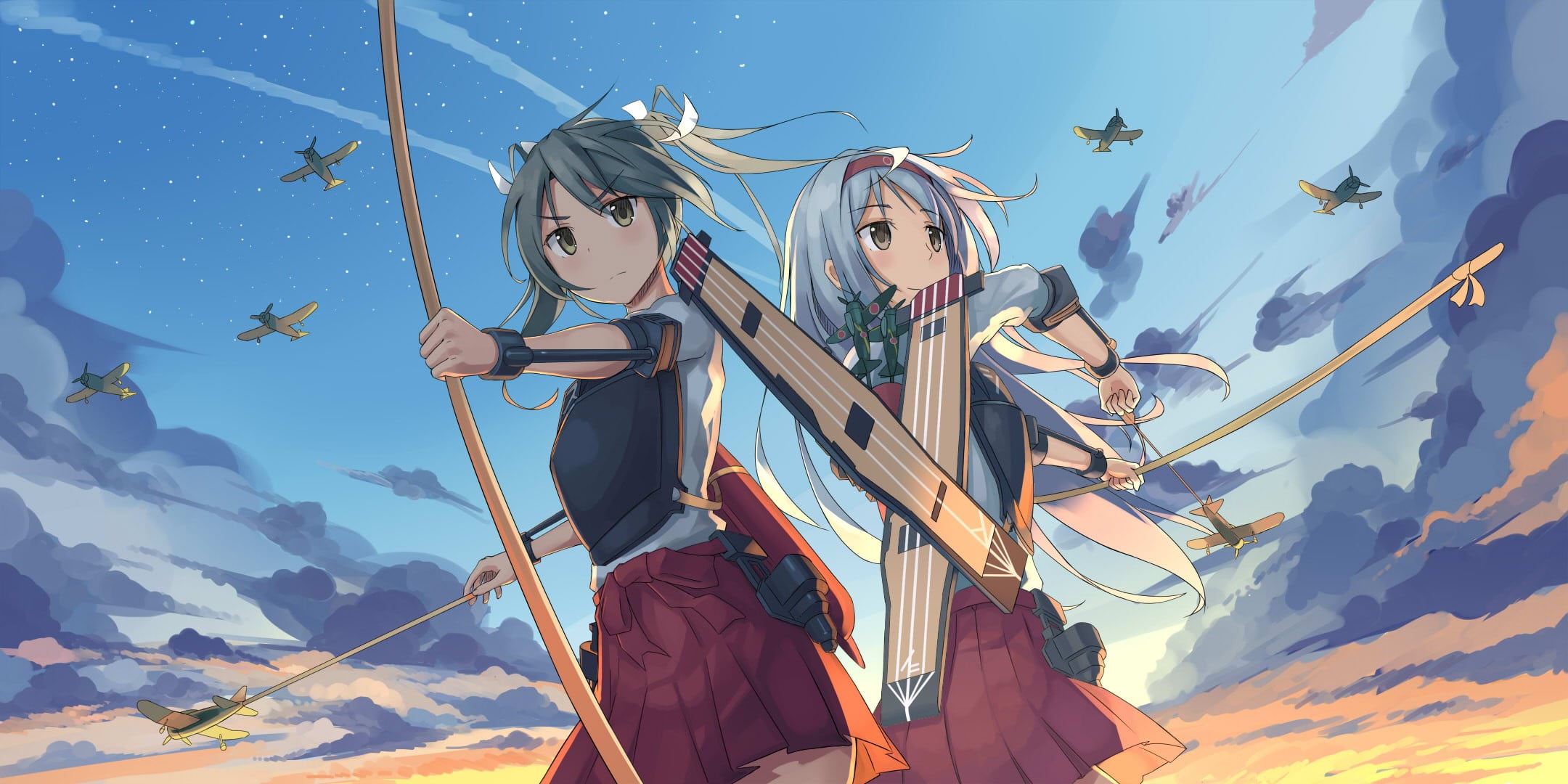 two female anime characters digital wallpaper, Kantai Collection