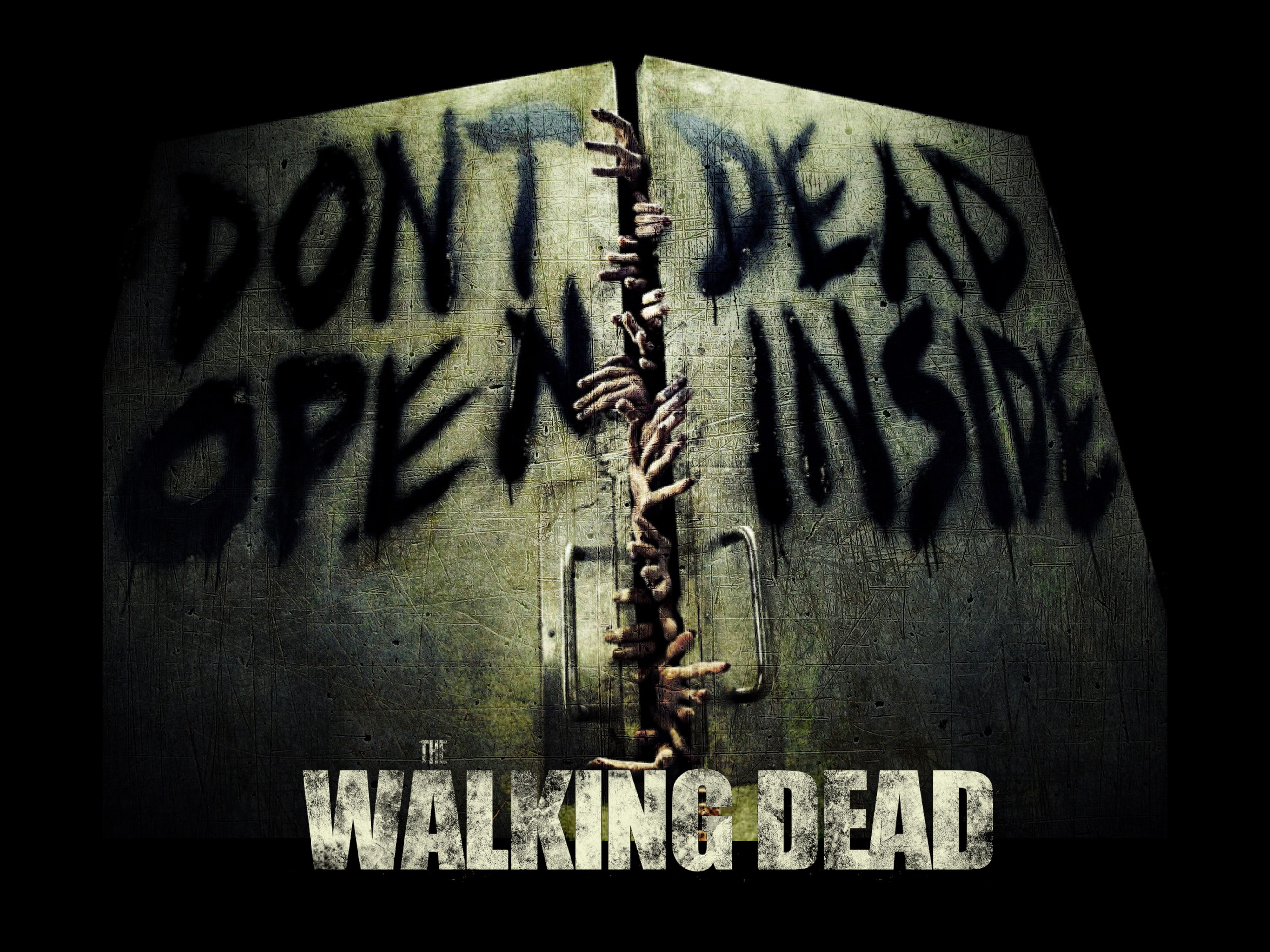 The Walking Dead, text, communication, no people, wall - building feature
