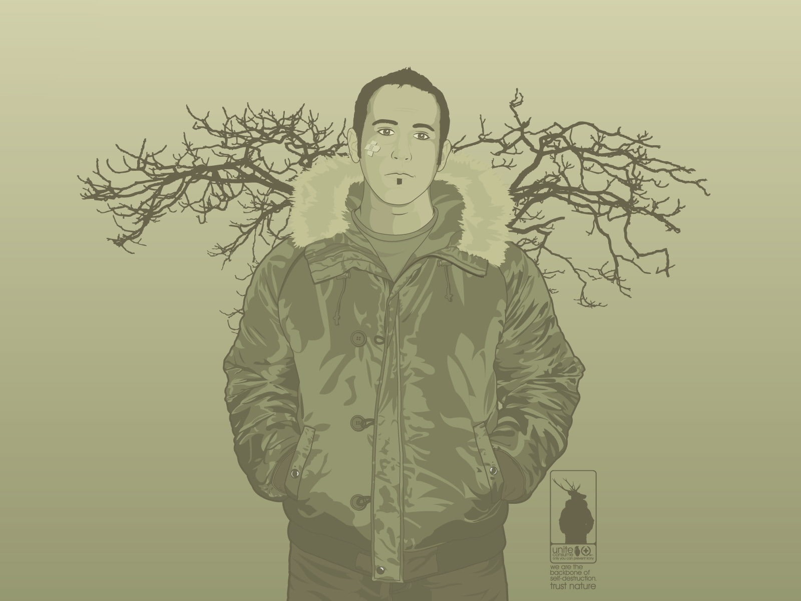 branches, minimalism, Vector, jacket